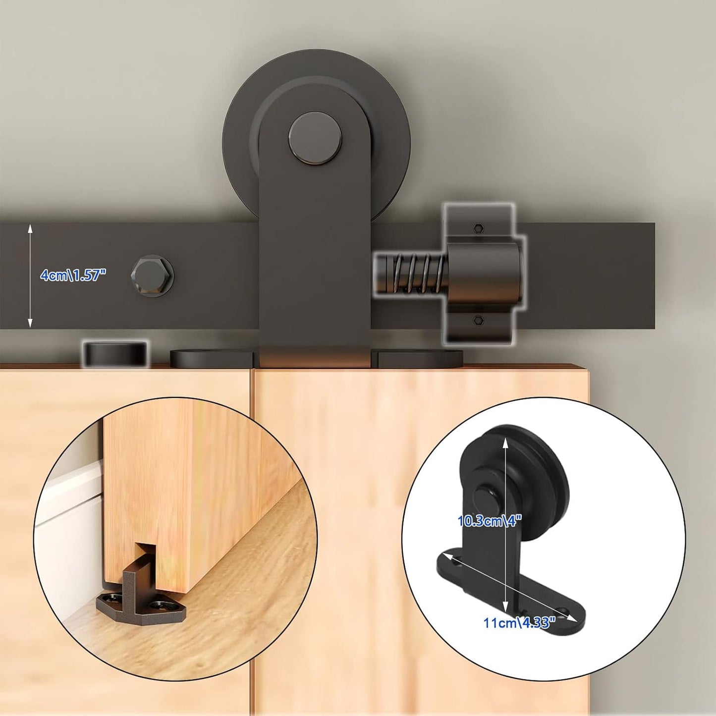 6FT CCJH Sliding Barn Door Hardware Kit for 36" Single Door Panel - Heavy Duty, Smooth & Quiet Operation, Easy Installation - T-Shaped Black Style - WildKart