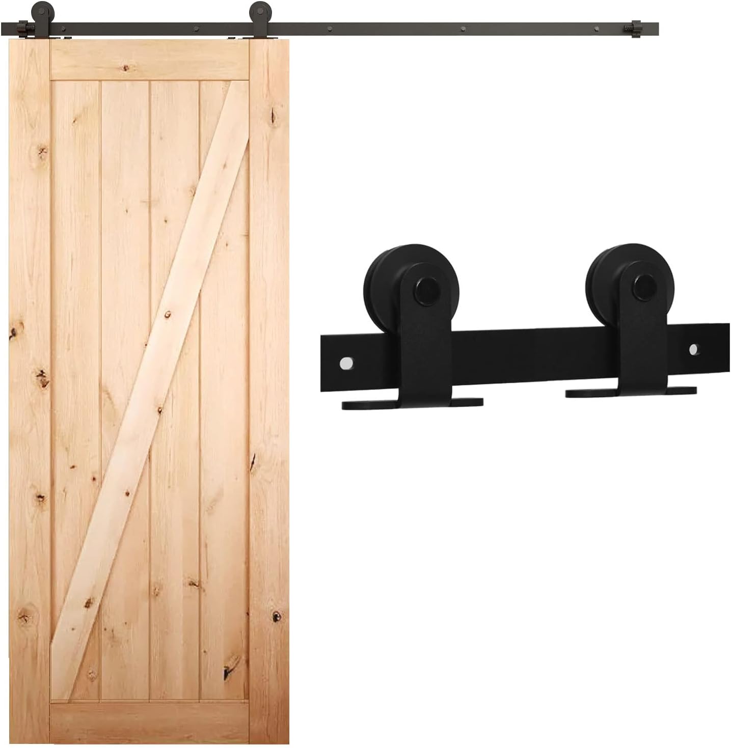 6FT CCJH Sliding Barn Door Hardware Kit for 36" Single Door Panel - Heavy Duty, Smooth & Quiet Operation, Easy Installation - T-Shaped Black Style - WildKart