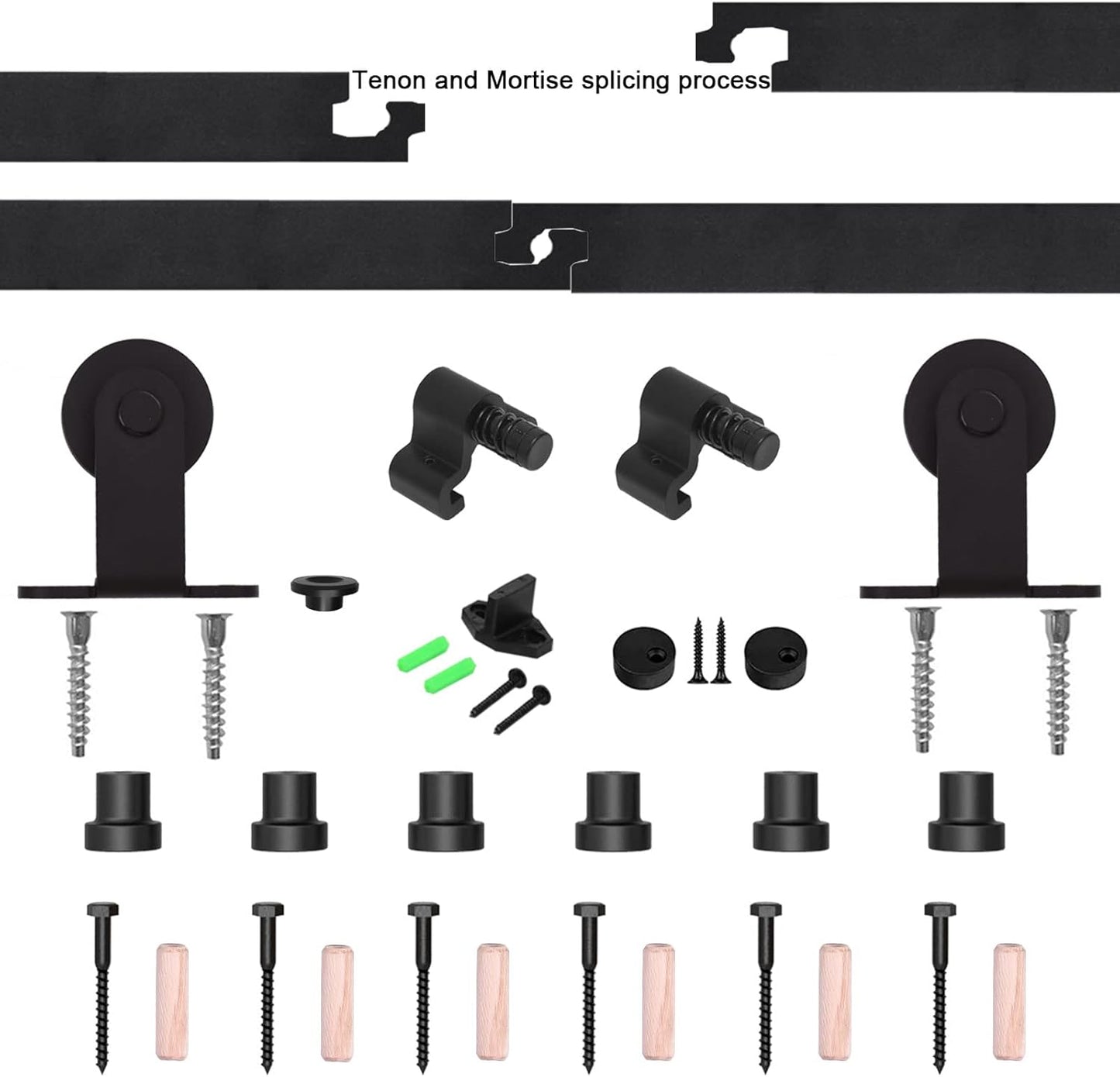 6FT CCJH Sliding Barn Door Hardware Kit for 36" Single Door Panel - Heavy Duty, Smooth & Quiet Operation, Easy Installation - T-Shaped Black Style - WildKart