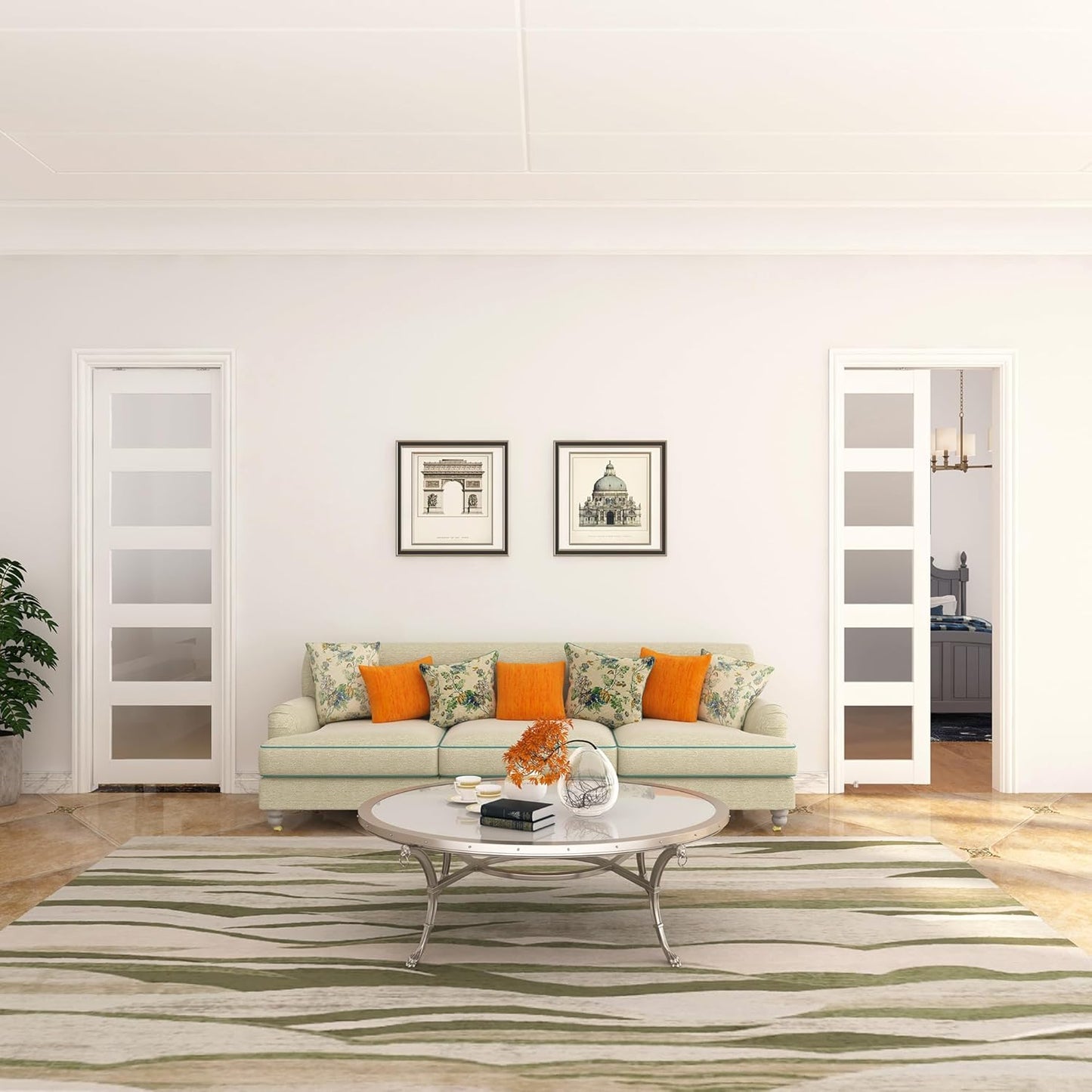 6FT Commercial Grade Pocket Door Hardware and Track Set with Soft Close Mechanism - Fits 24"-36" Wide Doors - Durable, Smooth, and Easy to Install