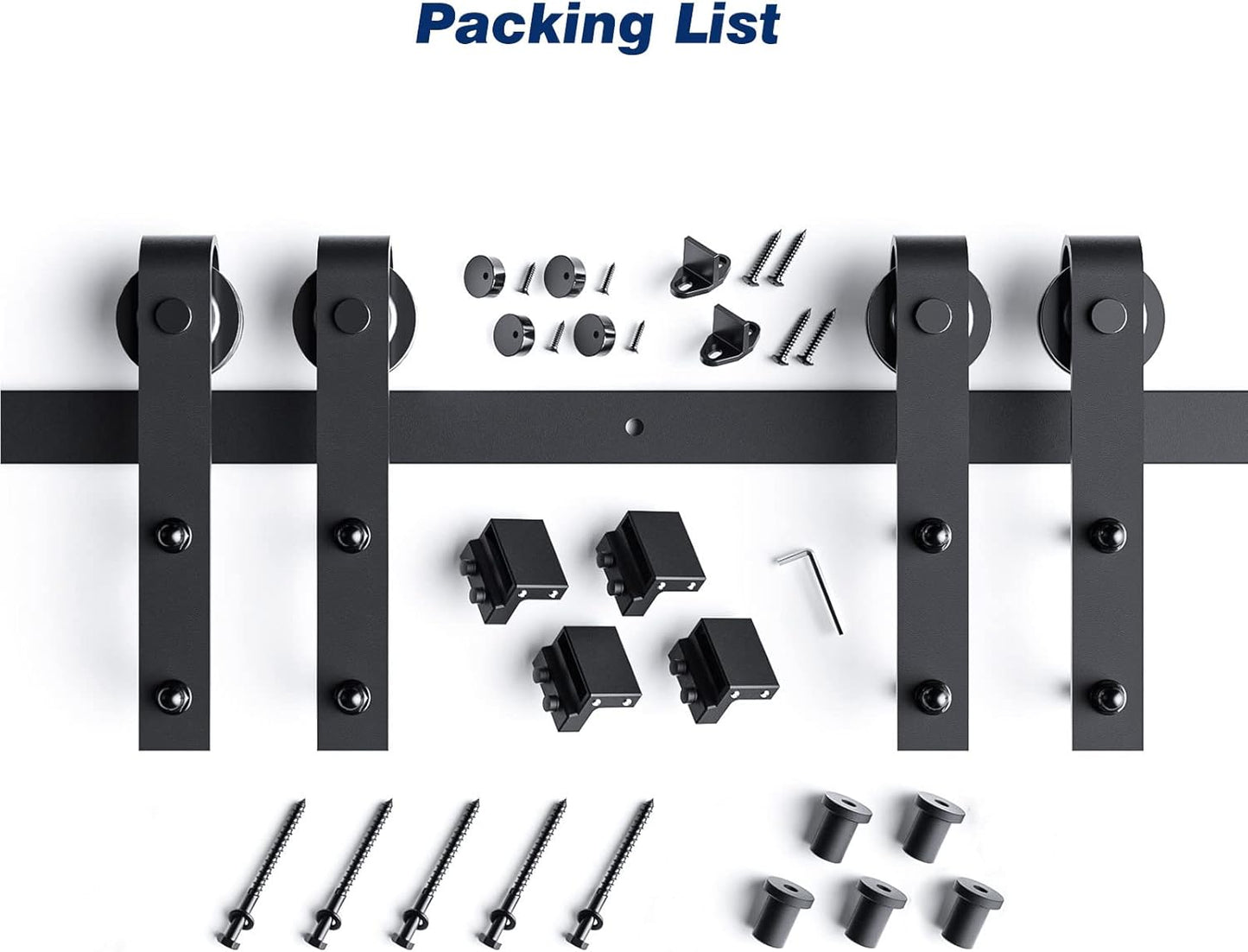 6FT Double Door Sliding Barn Door Hardware Track Kit with J Pulley - Heavy Duty, Smooth and Quiet Operation - Easy Installation for Double 18" Wide Doors