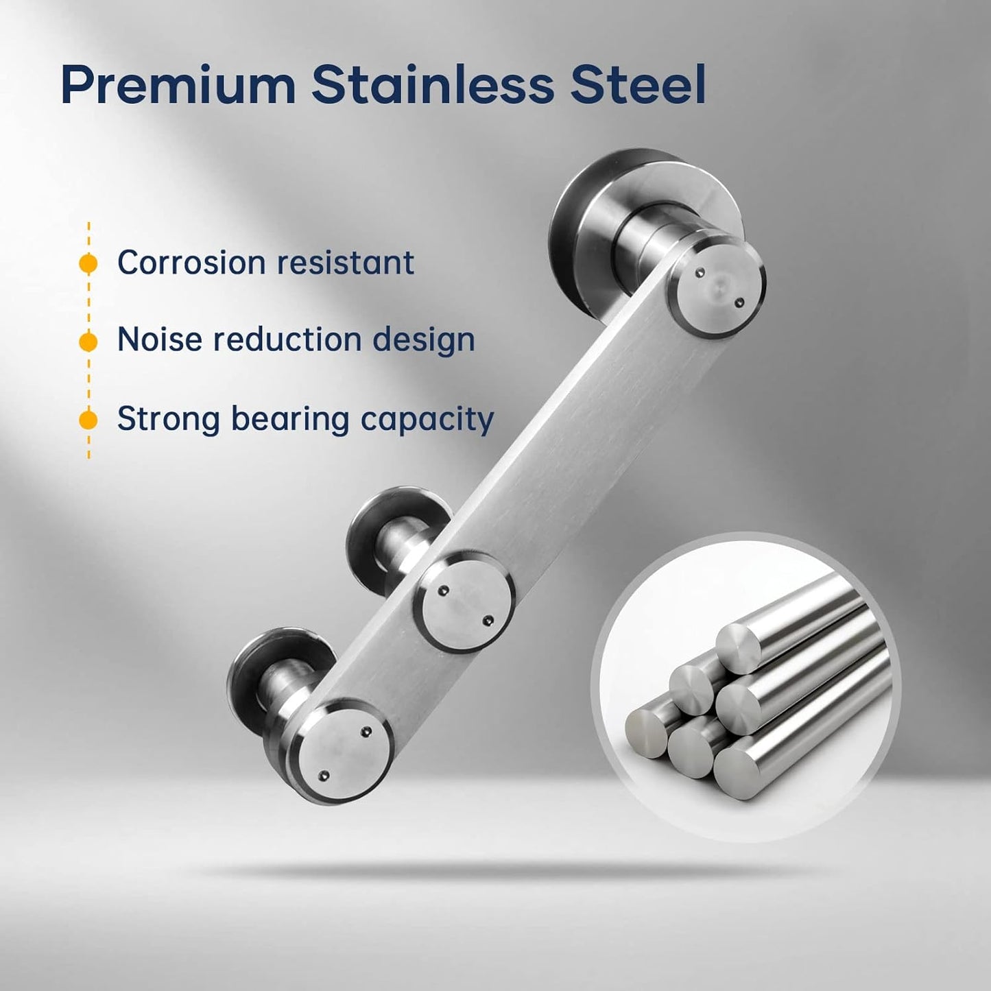 6FT Stainless Steel Sliding Barn Door Hardware Kit - Heavy Duty, Anti-Rust, Smooth Glide, Easy Install - For 30"-36" Single Door - WildKart