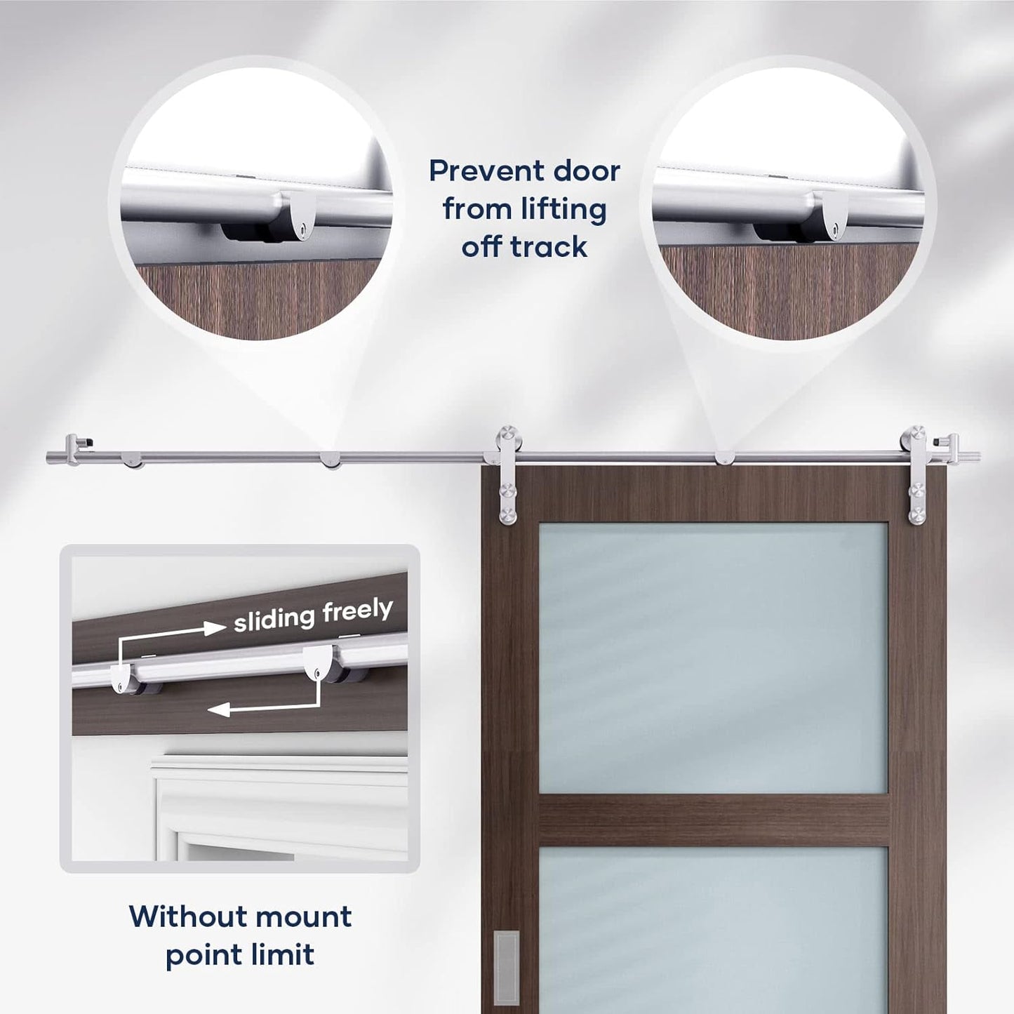 6FT Stainless Steel Sliding Barn Door Hardware Kit - Heavy Duty, Anti-Rust, Smooth Glide, Easy Install - For 30"-36" Single Door - WildKart