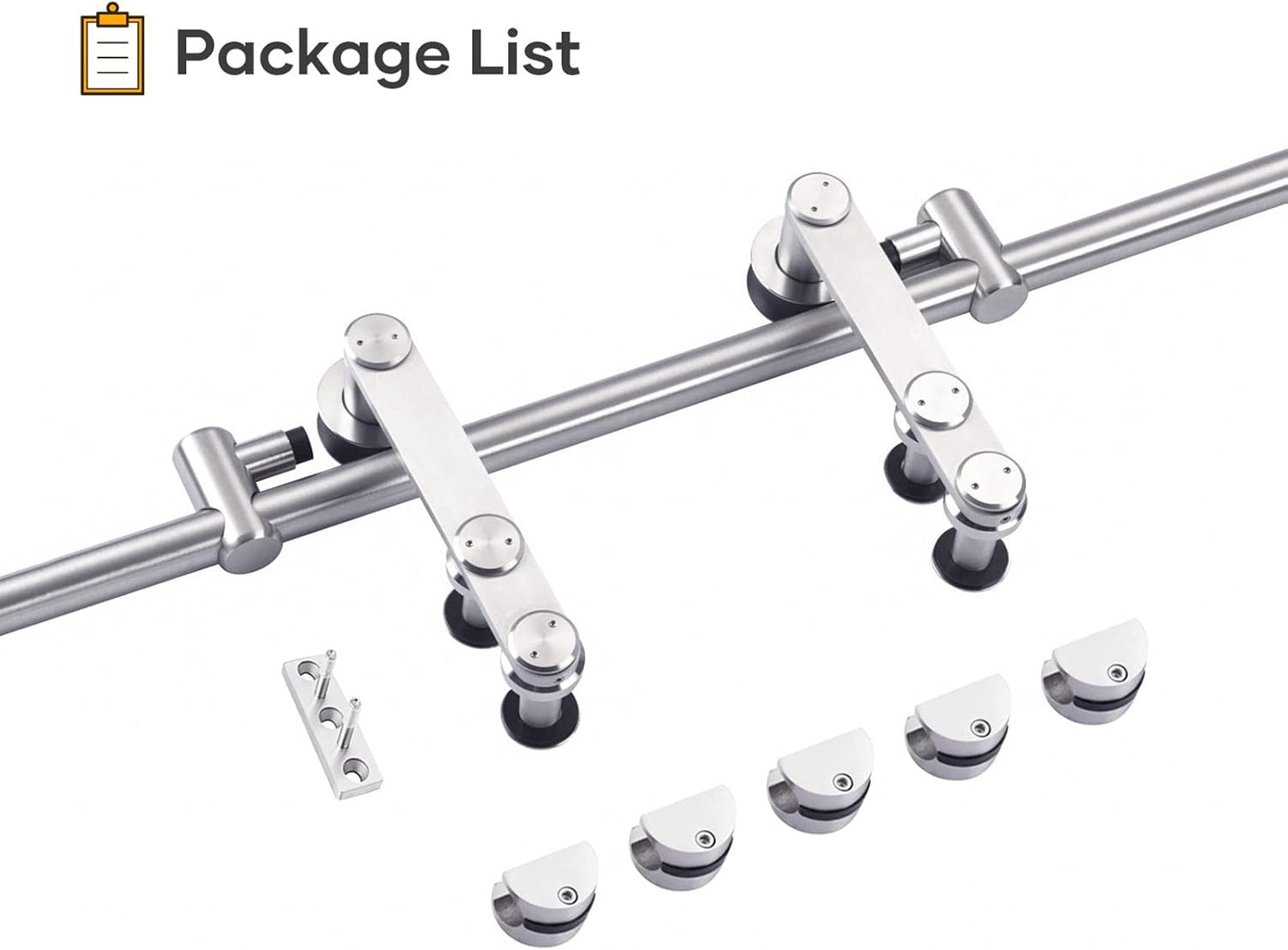 6FT Stainless Steel Sliding Barn Door Hardware Kit - Heavy Duty, Anti-Rust, Smooth Glide, Easy Install - For 30"-36" Single Door - WildKart