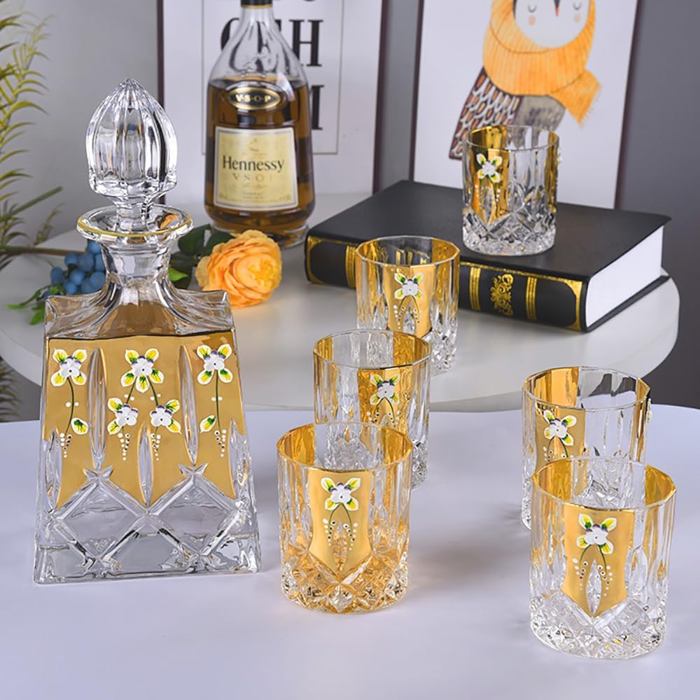 7-Piece Crystal Whiskey Decanter Set with Glasses for Men - Perfect Gift for Whiskey Lovers and Dads
