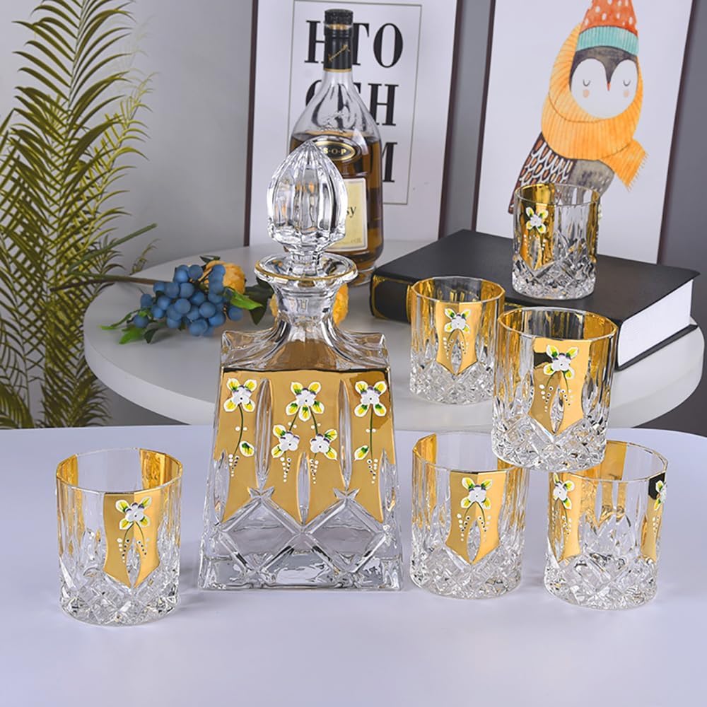 7-Piece Crystal Whiskey Decanter Set with Glasses for Men - Perfect Gift for Whiskey Lovers and Dads