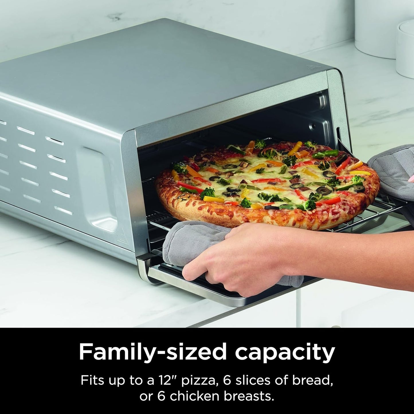 8-in-1 Ninja Flip Toaster Oven & Air Fryer with Large Capacity, Space-Saving Flip Up Design, Stainless Steel Finish, 1800 Watts (Model SP151)