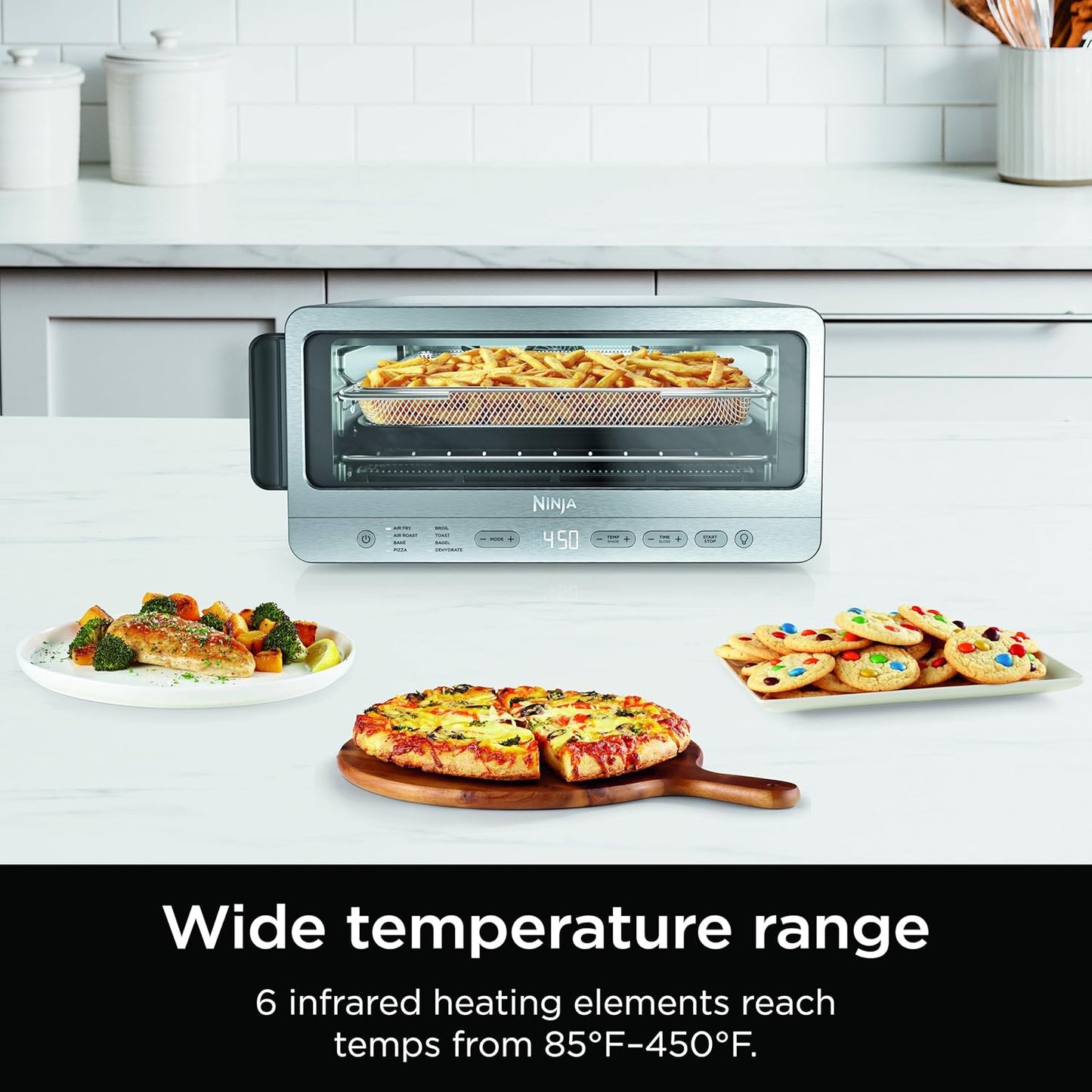 8-in-1 Ninja Flip Toaster Oven & Air Fryer with Large Capacity, Space-Saving Flip Up Design, Stainless Steel Finish, 1800 Watts (Model SP151)
