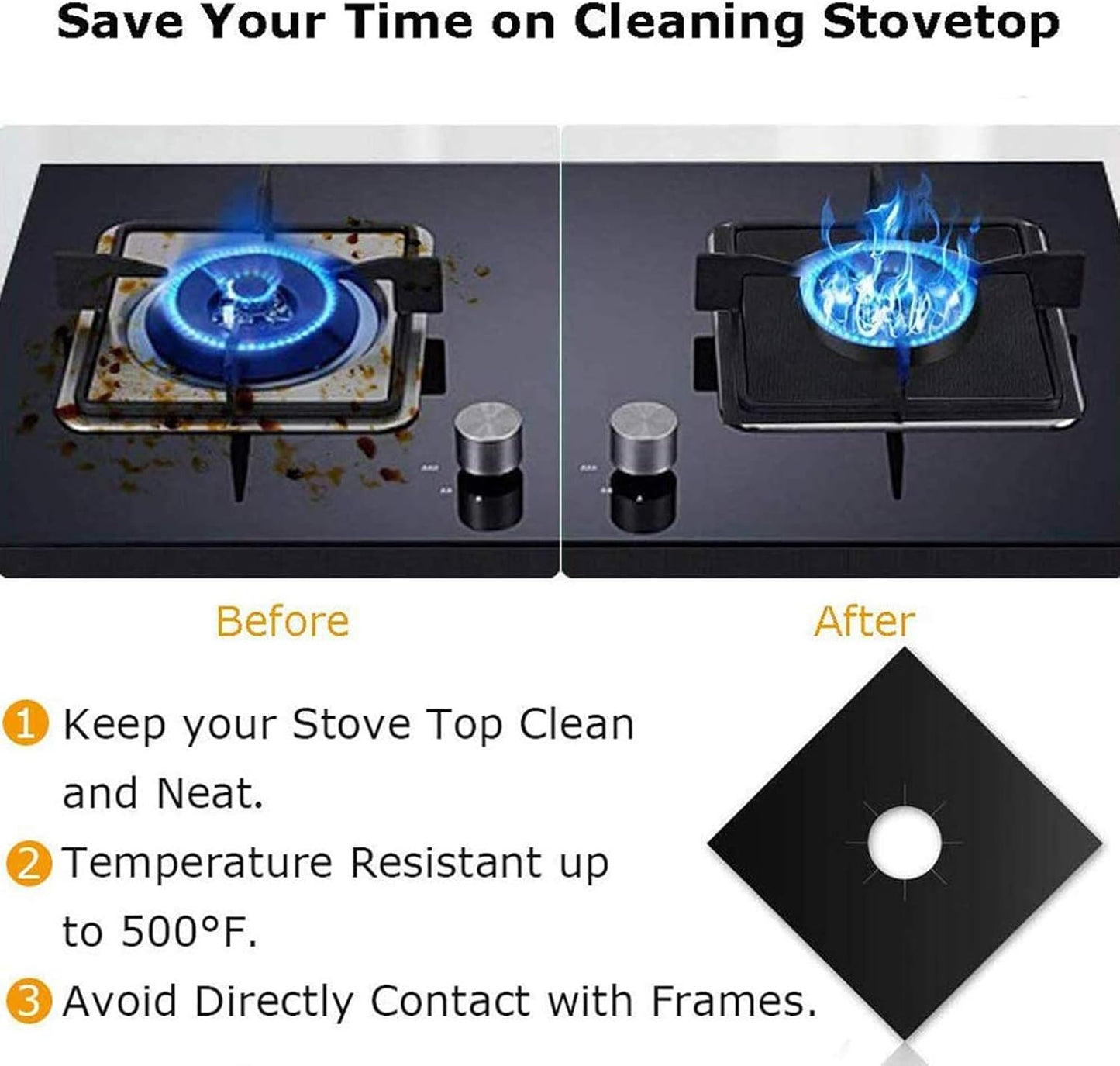 8 Pcs 0.2 mm Stove Covers & 2 Silicone Gap Covers Set - Keep Gas Range Clean, Double Thickness, Reusable