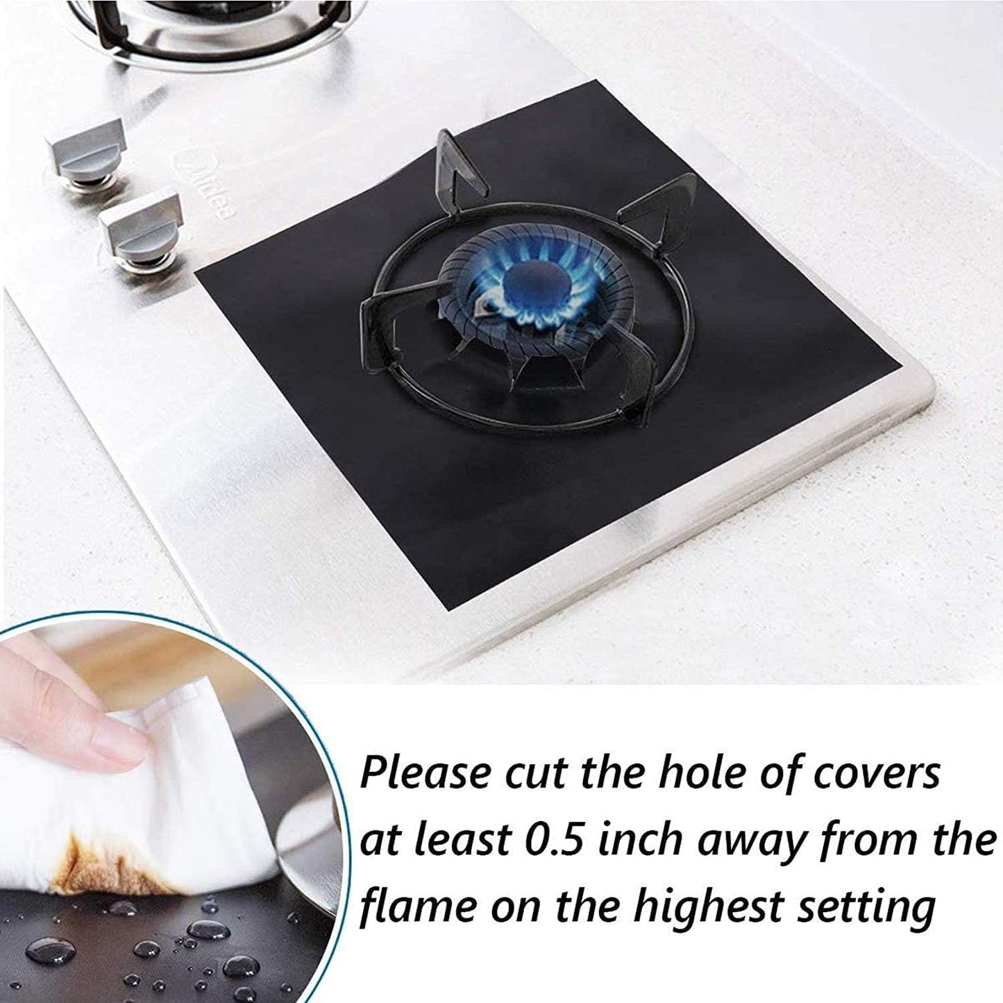 8 Pcs 0.2 mm Stove Covers & 2 Silicone Gap Covers Set - Keep Gas Range Clean, Double Thickness, Reusable