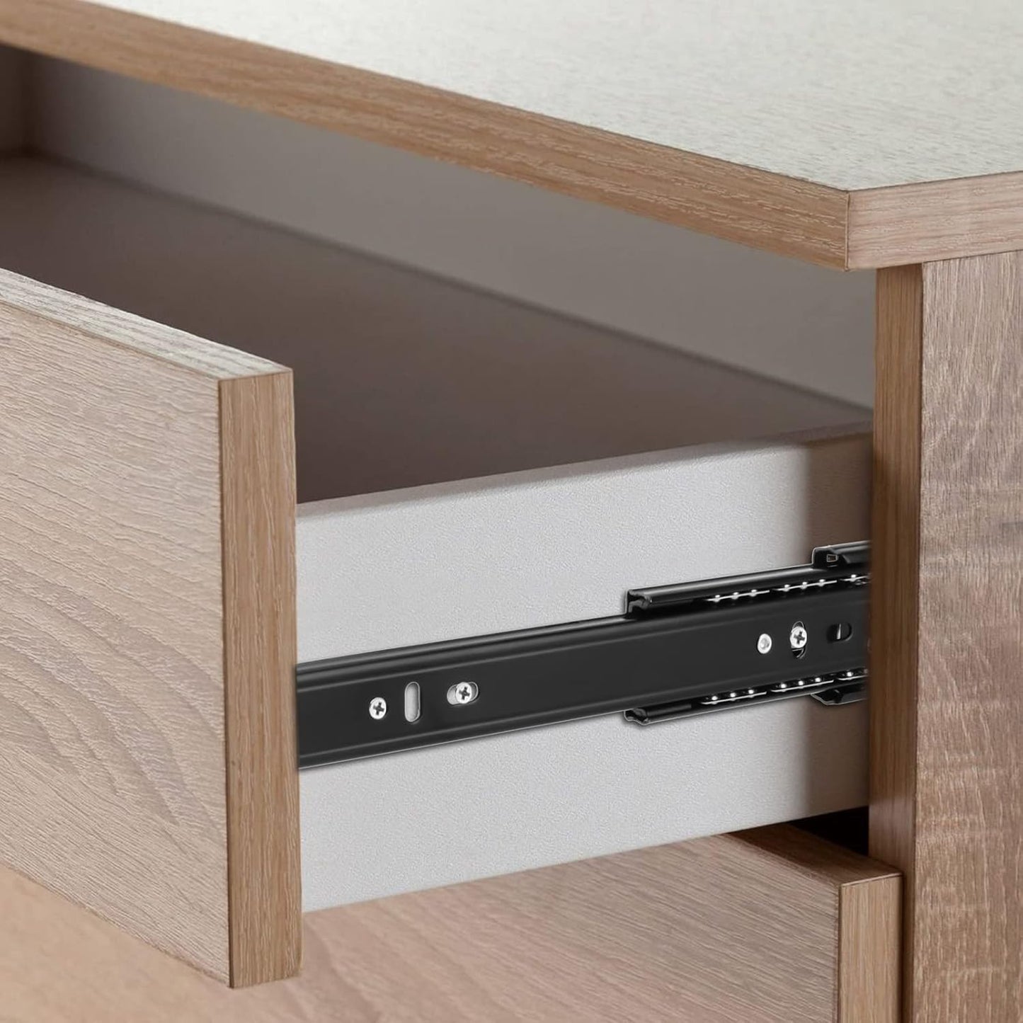 8 PCS 8 Inch Full Extension Telescopic Ball Bearing Drawer Slides - Side Mounted Slide Rails for Kitchen Cabinets - Includes Mounting Screws - Black