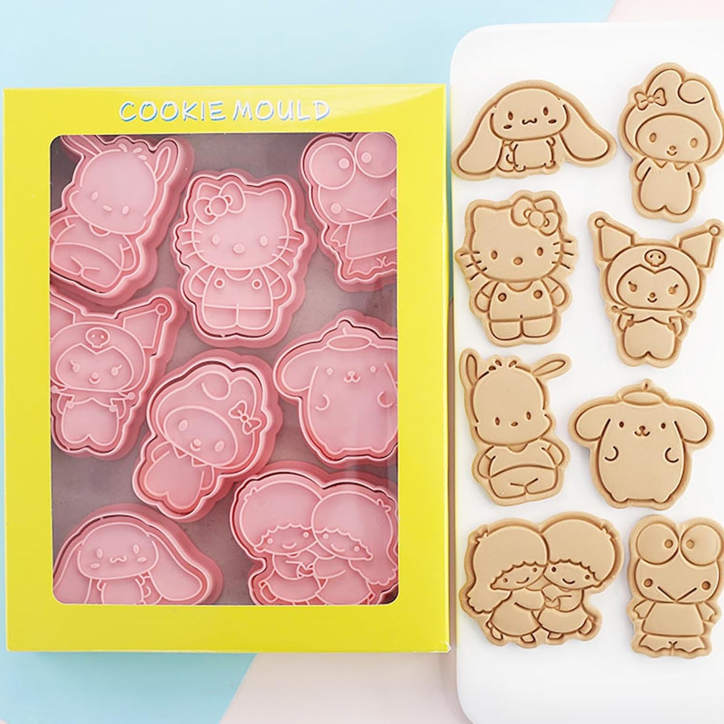 8-Piece Kawaii Cookie Cutter Set with Cute Cartoon Embossed Stamps - Perfect for Cakes, Birthdays, and Gifts for Girls