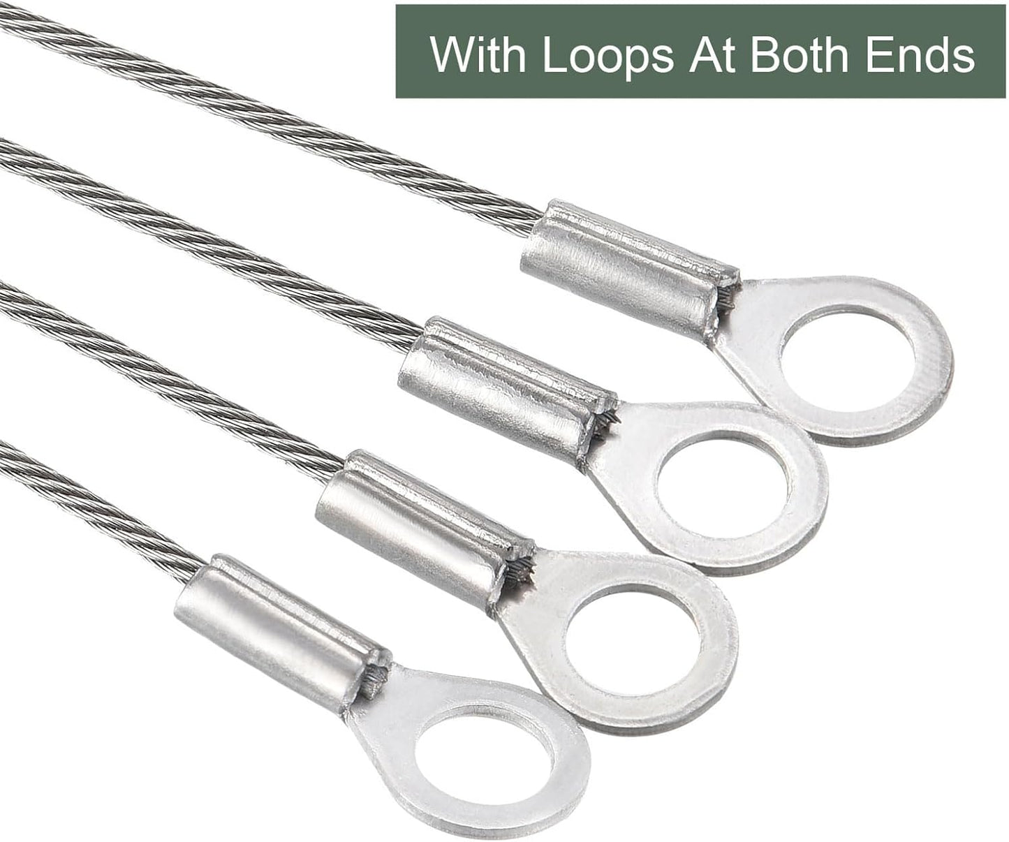 8-Piece Stainless Steel Security Cable with ID Eyelets for Safety Wire Rope - Ideal for Stage Lighting & Luggage Locking (Silver, 20 x 0.06-Inch)