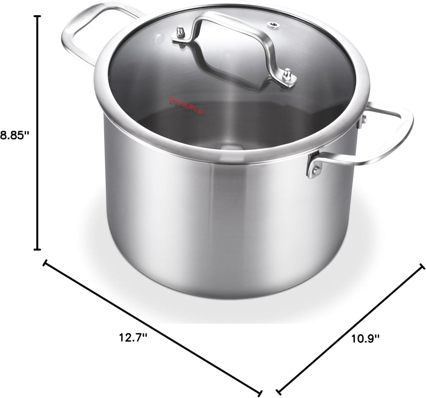 8 Quart Tri-Ply Stainless Steel Stock Pot with Lid - All Stove Compatible up to 600℉ - Large Induction Soup Pot for Cooking