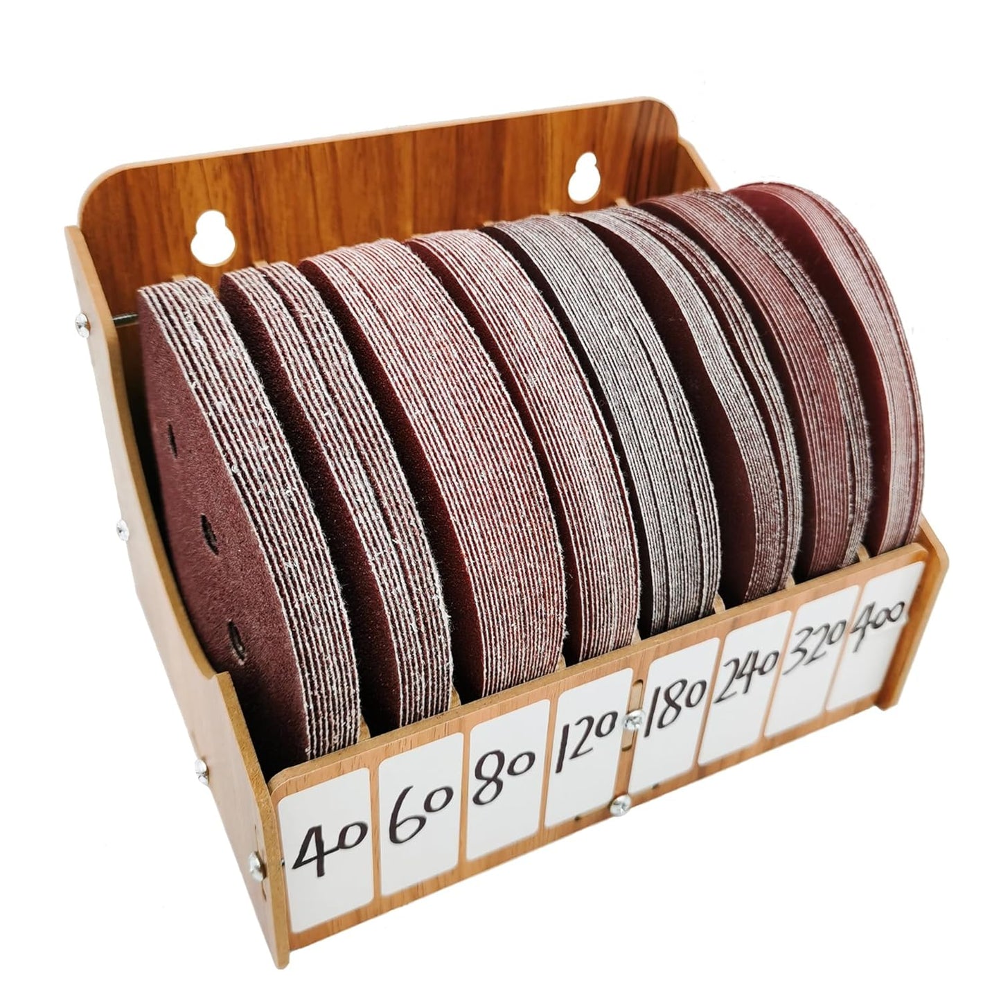 8-Tier Sandpaper Storage Holder for 5 Inch Sanding Discs, Woodworking Tool Box Organizer and Rack - 1 Pack