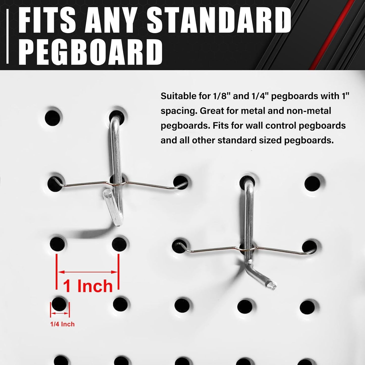 80 Piece Pegboard Hooks Assortment Kit with Bins - 1/8 and 1/4 in Pegboard Accessories Organizer Set for Garage Wall Organization and Tool Storage