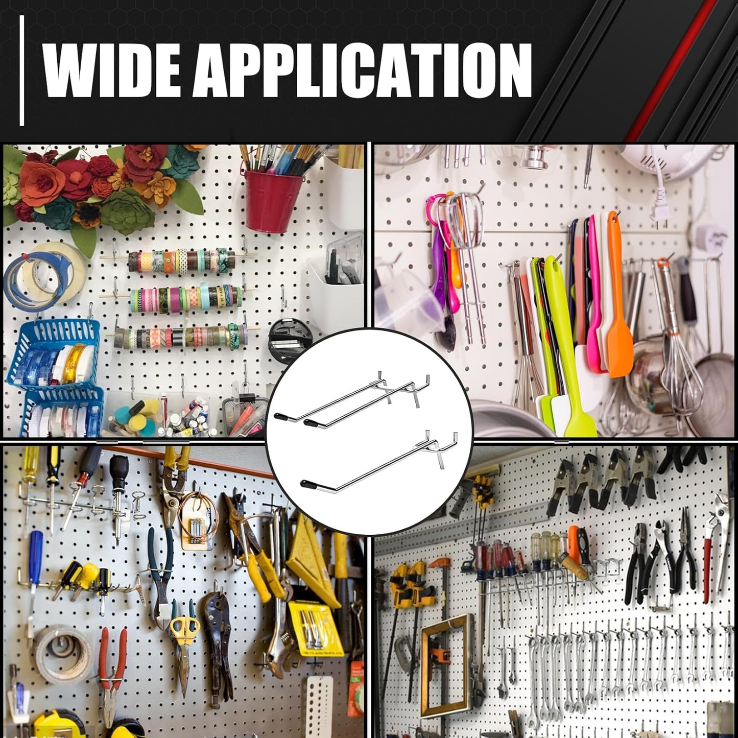 80 Piece Pegboard Hooks Assortment Kit with Bins - 1/8 and 1/4 in Pegboard Accessories Organizer Set for Garage Wall Organization and Tool Storage