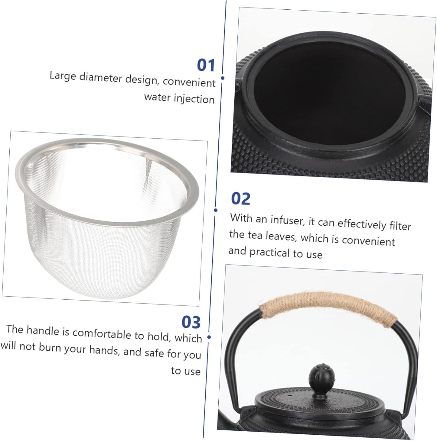 800ML Cast Iron Teapot - Japanese Style Kettle with Handle for Home & Office Use - Perfect for Loose Leaf Tea Infusion