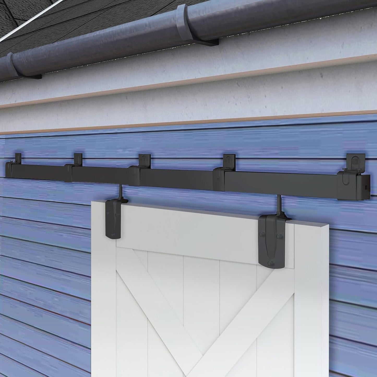 8FT Heavy Duty Black Sliding Barn Door Hardware Kit for Indoor/Outdoor Doors - Wall Mount, BARNSMITH - Hardware Only