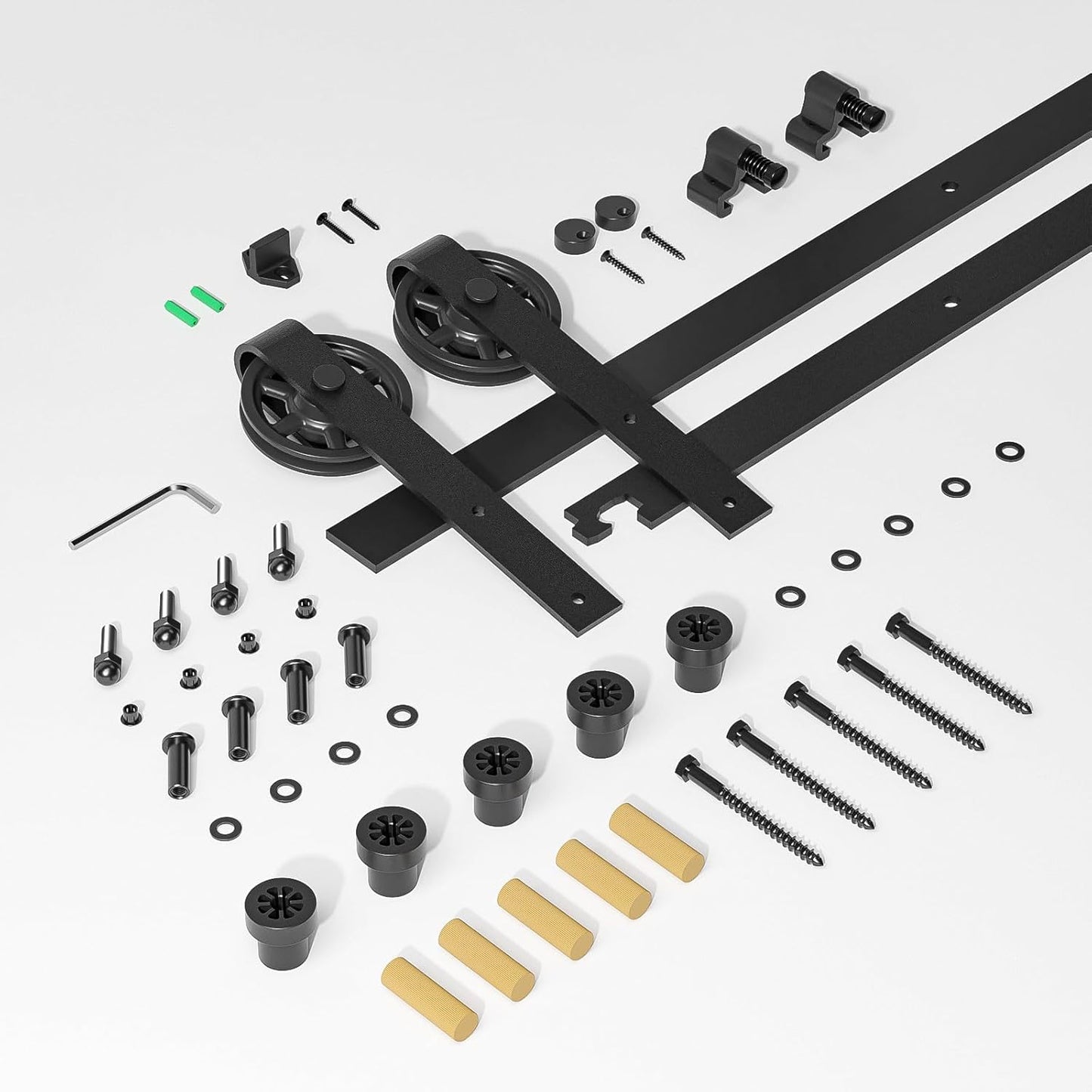 8FT Sliding Barn Door Hardware Track Kit for Single Door - Combination Track Mode, Fits 48" Wide Door Panel, Big Wheel Roller - AONAYIOA