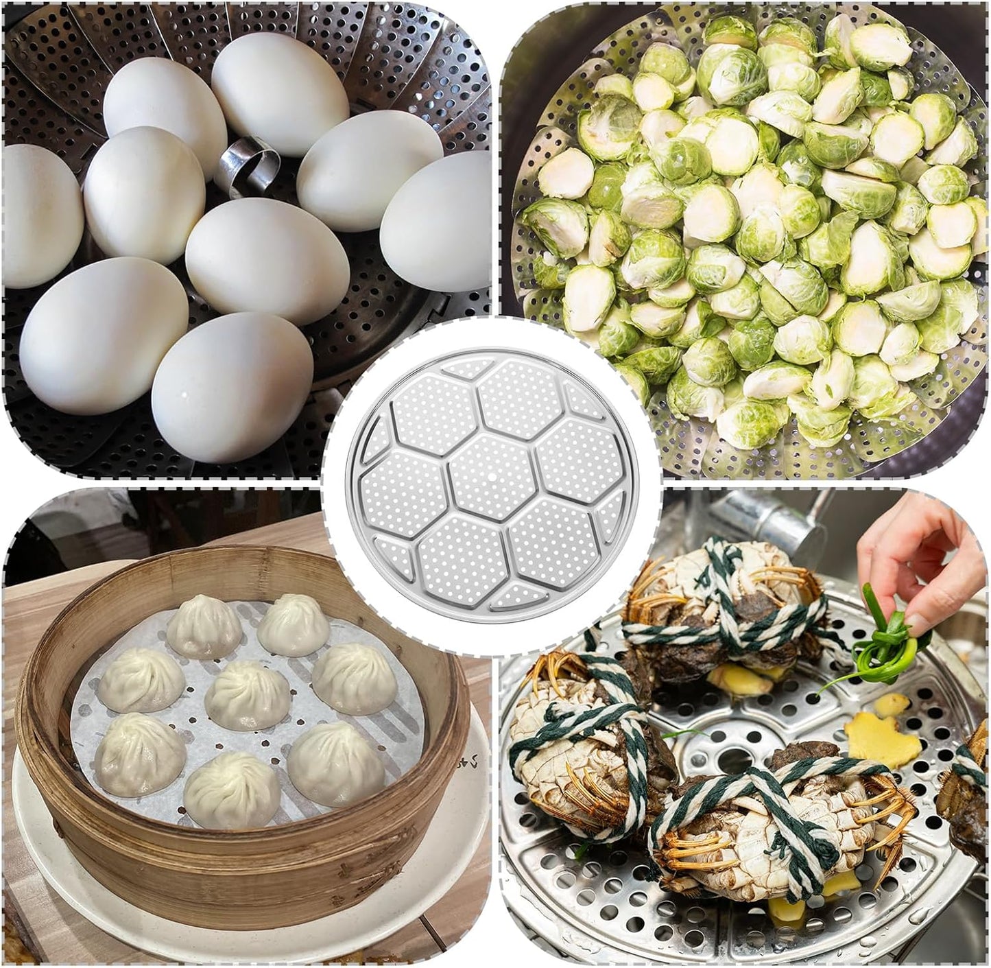 8pcs Stainless Steel Steamer Rack for 26" Pressure Cooker - Pot Steaming Tray for Cookware - Silver Tone