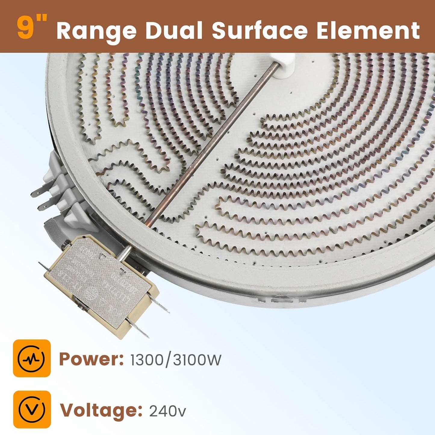 9" 240V Radiant Surface Element Compatible with GE, Samsung, Hotpoint - Replacement for 191D5129P005, 164D3871P001 - Upgraded Model - WB30X20871