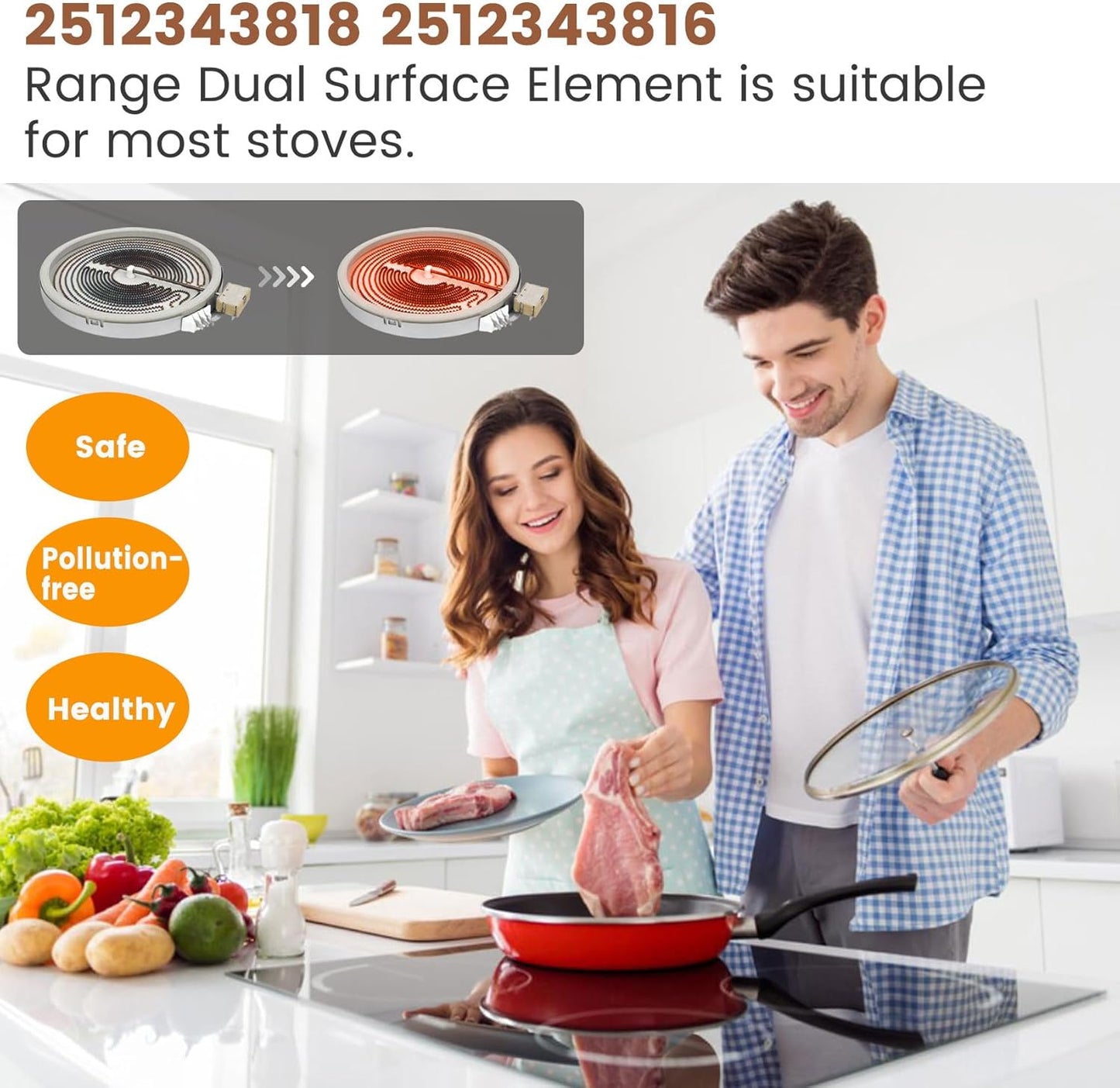 9" 240V Radiant Surface Element Compatible with GE, Samsung, Hotpoint - Replacement for 191D5129P005, 164D3871P001 - Upgraded Model - WB30X20871