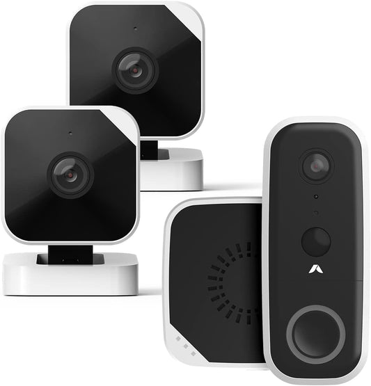 abode 2 Wired Camera and 1 Wireless Video Doorbell Bundle