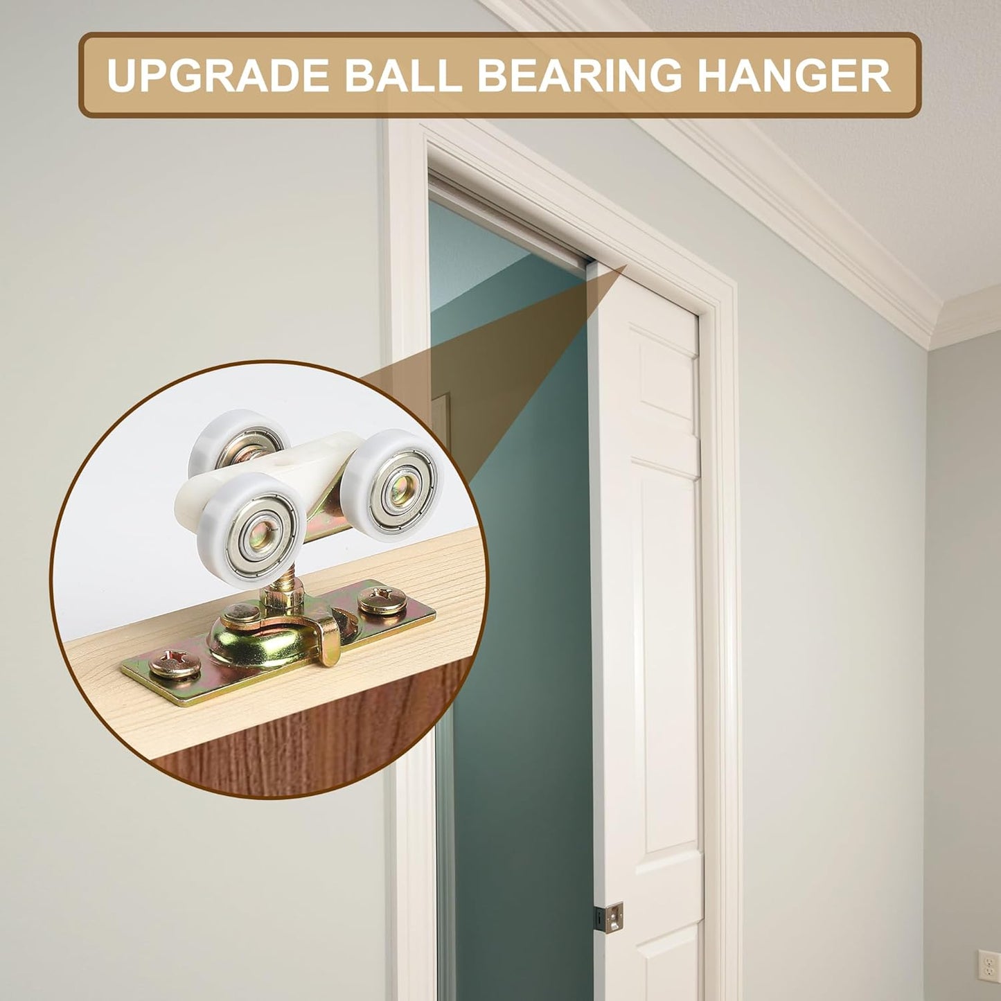 ACEPLANET Heavy Duty Pocket Door Hanger for Johnson Part #1125 & #1500 Hardware Kit - 1" Nylon Ball Bearing, 1-1/4" C.T.C, 1" Thick Doors, 200lbs Capacity - WildKart