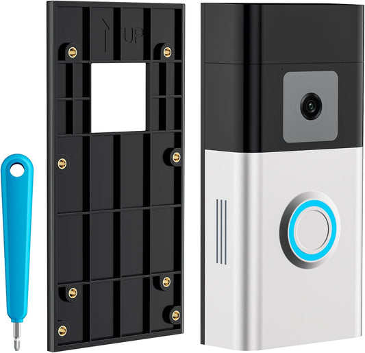 Adhesive Ring Doorbell Mount for Video Doorbell 1/2/3/3 Plus/4 (2020 Release) - Easy Installation, No-Drill Bracket for Homes & Apartments