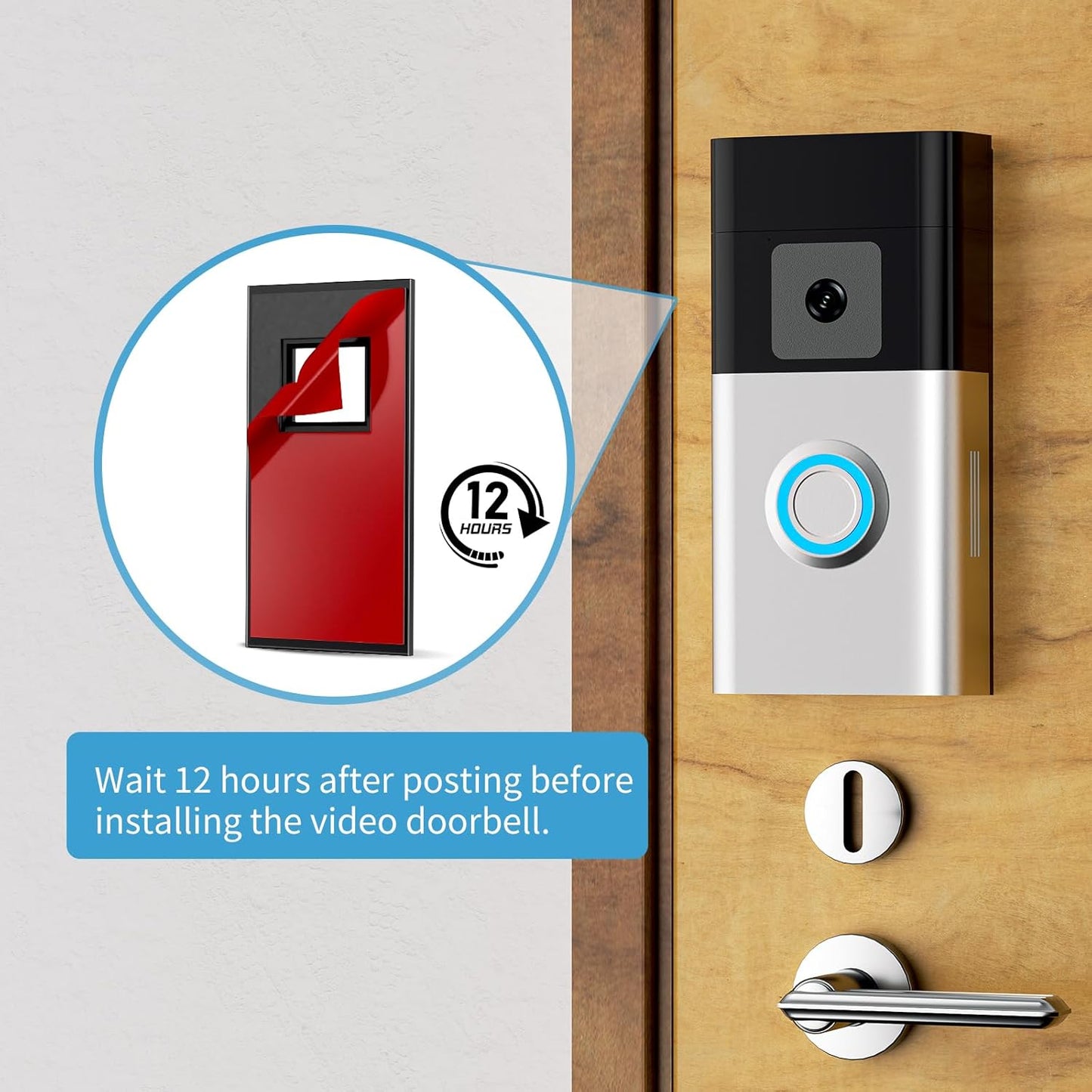 Adhesive Ring Doorbell Mount for Video Doorbell 1/2/3/3 Plus/4 (2020 Release) - Easy Installation, No-Drill Bracket for Homes & Apartments