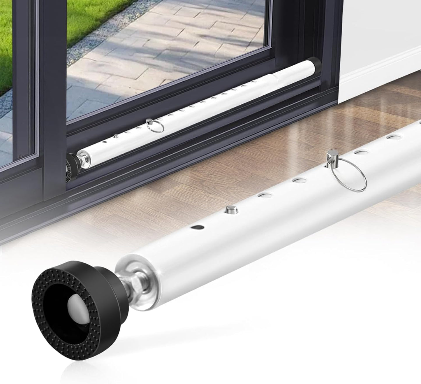 Adjustable 17-55 Inch Sliding Door Security Bar for Home & Apartment - Heavy Duty Patio Door Lock Bar with Rubber Tips - 1 Inch Diameter Glass Door Security Bar by Supforce