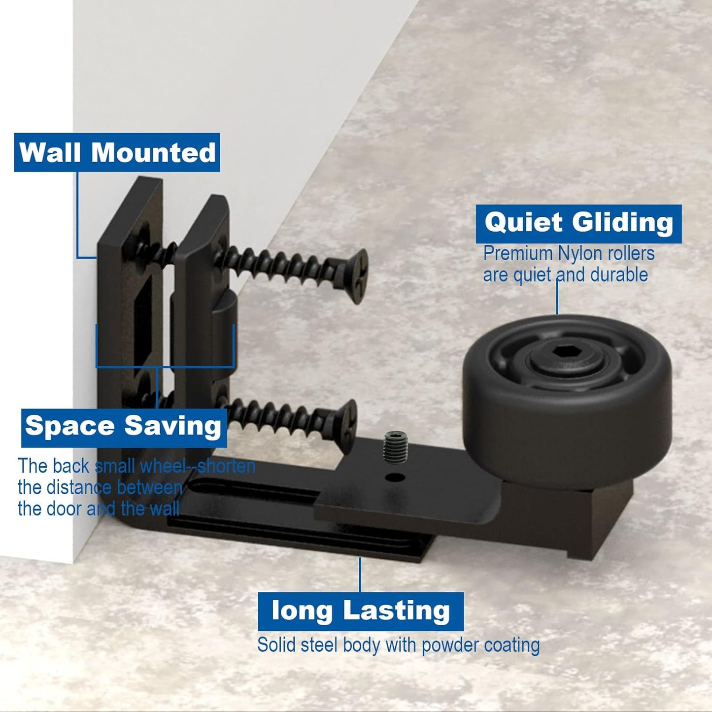 Adjustable Double Roller Wall Mount Sliding Barn Door Floor Guide Upgrade by CCJH