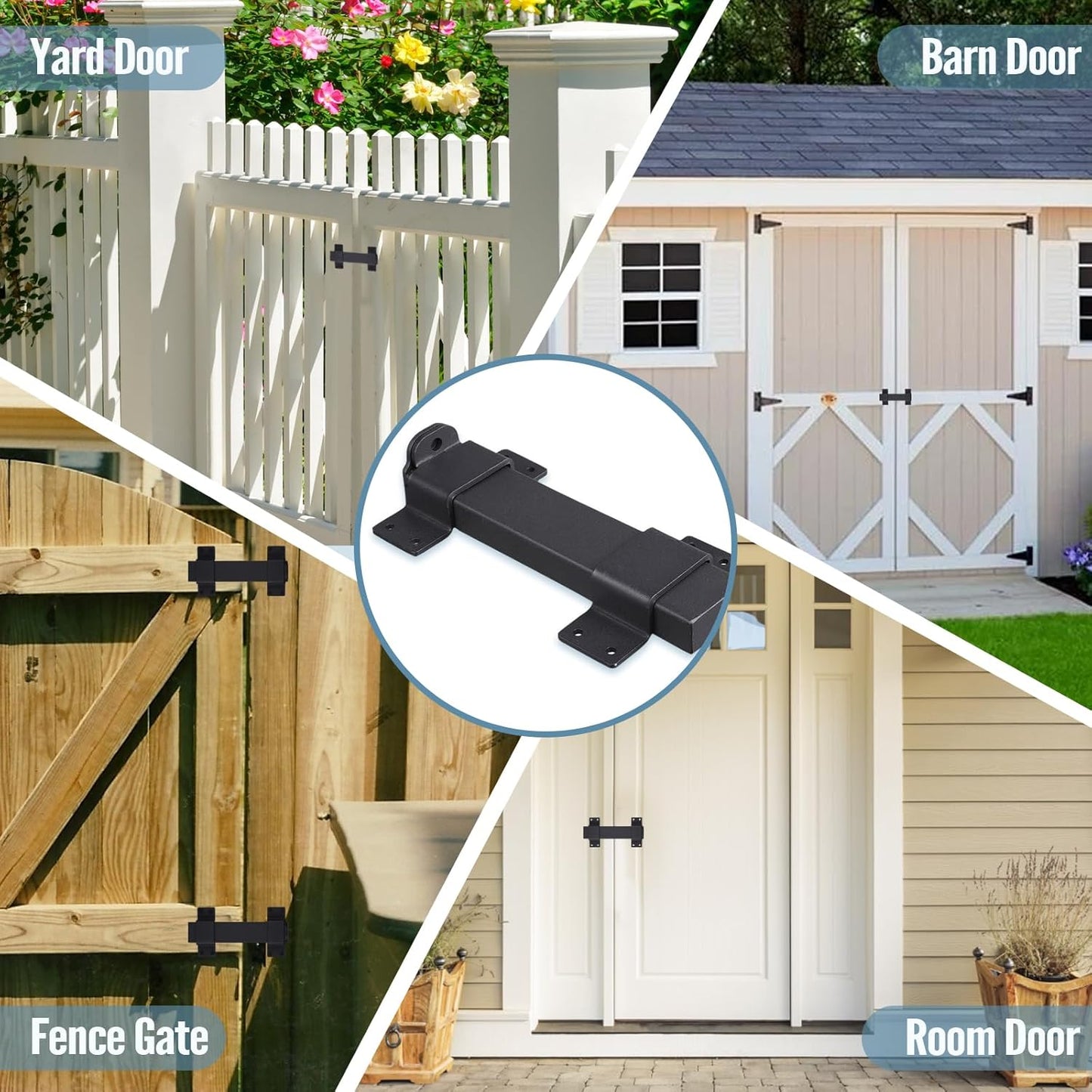 Adjustable Heavy Duty Slide Gate Latch Lock for Wooden Fences and Doors - Maibiansm Sliding Latch with Padlock Hole - Indoor/Outdoor Security Locks