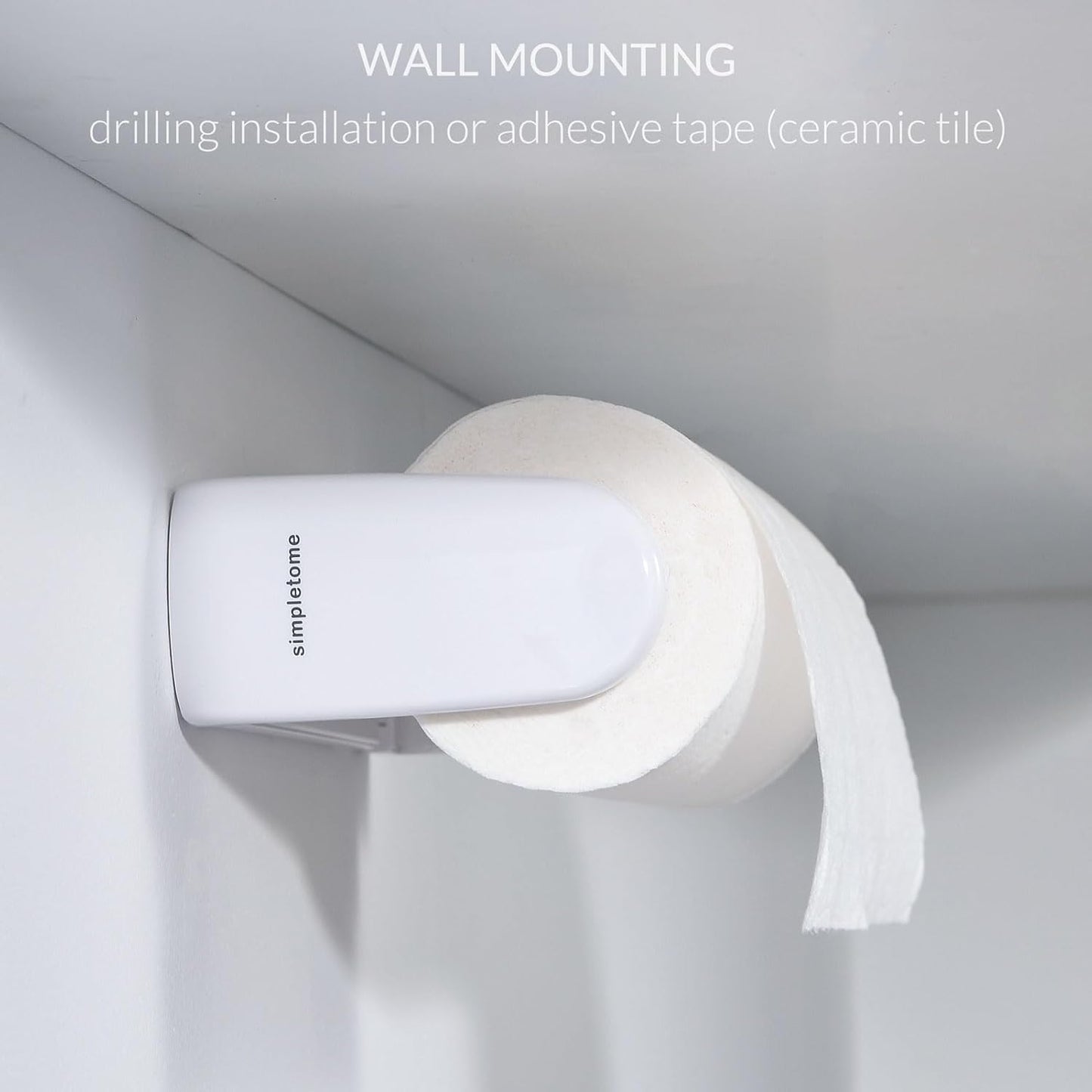 Adjustable Length Paper Towel Holder with Adaptive Tension Arm for One-Hand Tear, 9.4-11inch, White