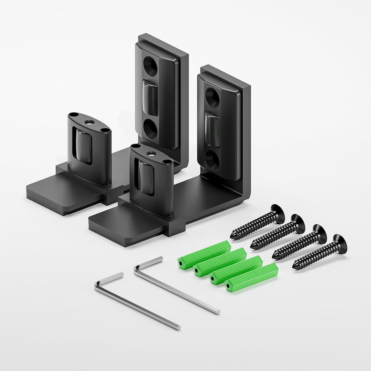 Adjustable Roller Sliding Barn Door Floor Guide for 2" Thick Doors - Easy Install, Wall Mount, Smooth & Quiet - Black