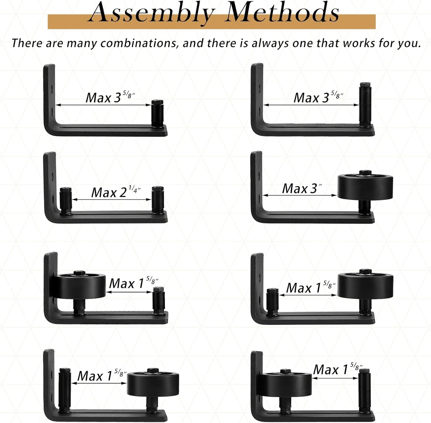 Adjustable Roller Sliding Barn Door Floor Guide Kit with Flush Design - 4 Pcs Wall Mount Bottom Hardware, Non-Scratch, 8 Setup Options
