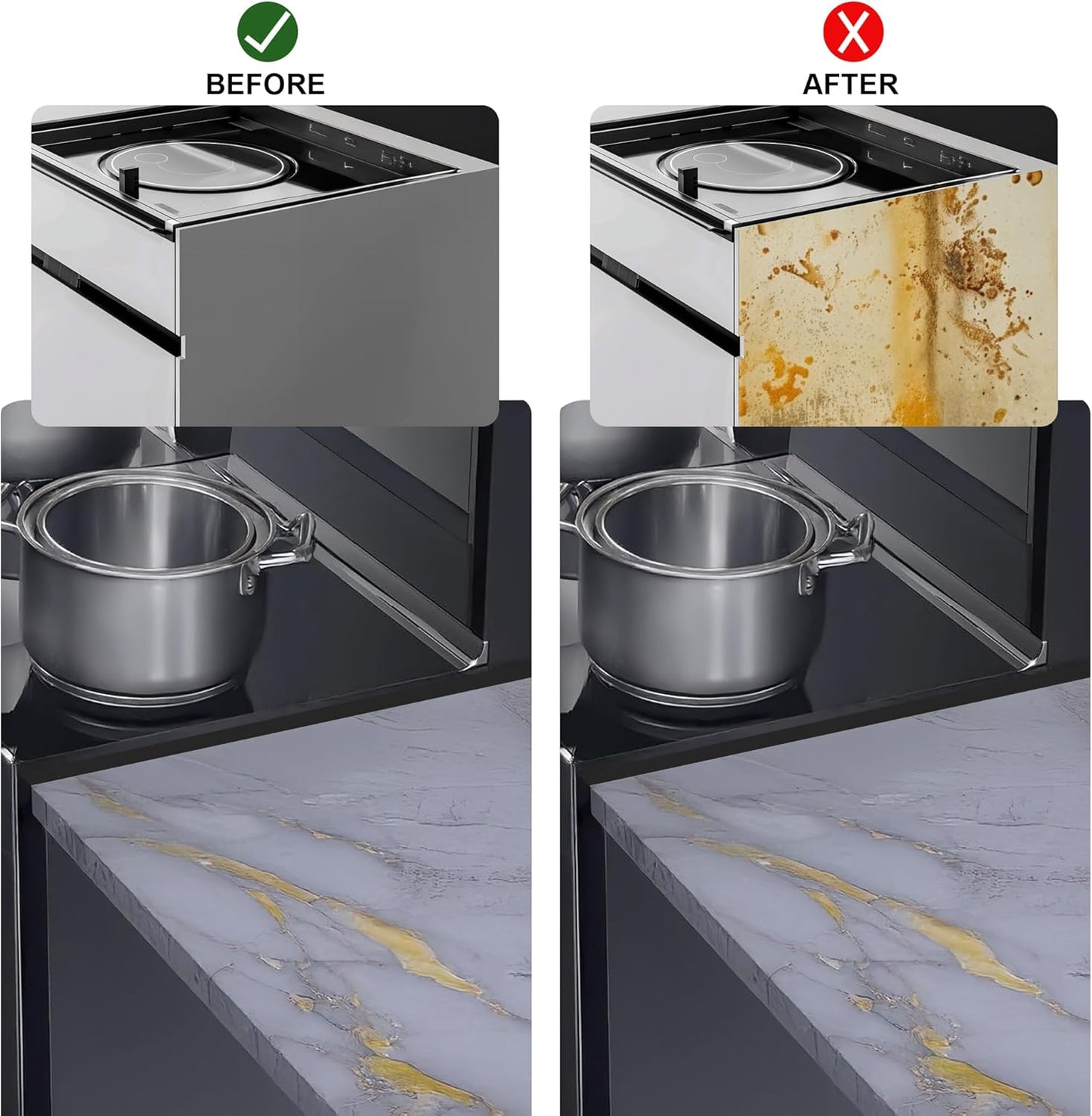 Adjustable Stainless Steel Stove Gap Cover 2 Pack for Kitchen, Oven, and Counter - 13.8" to 27.6