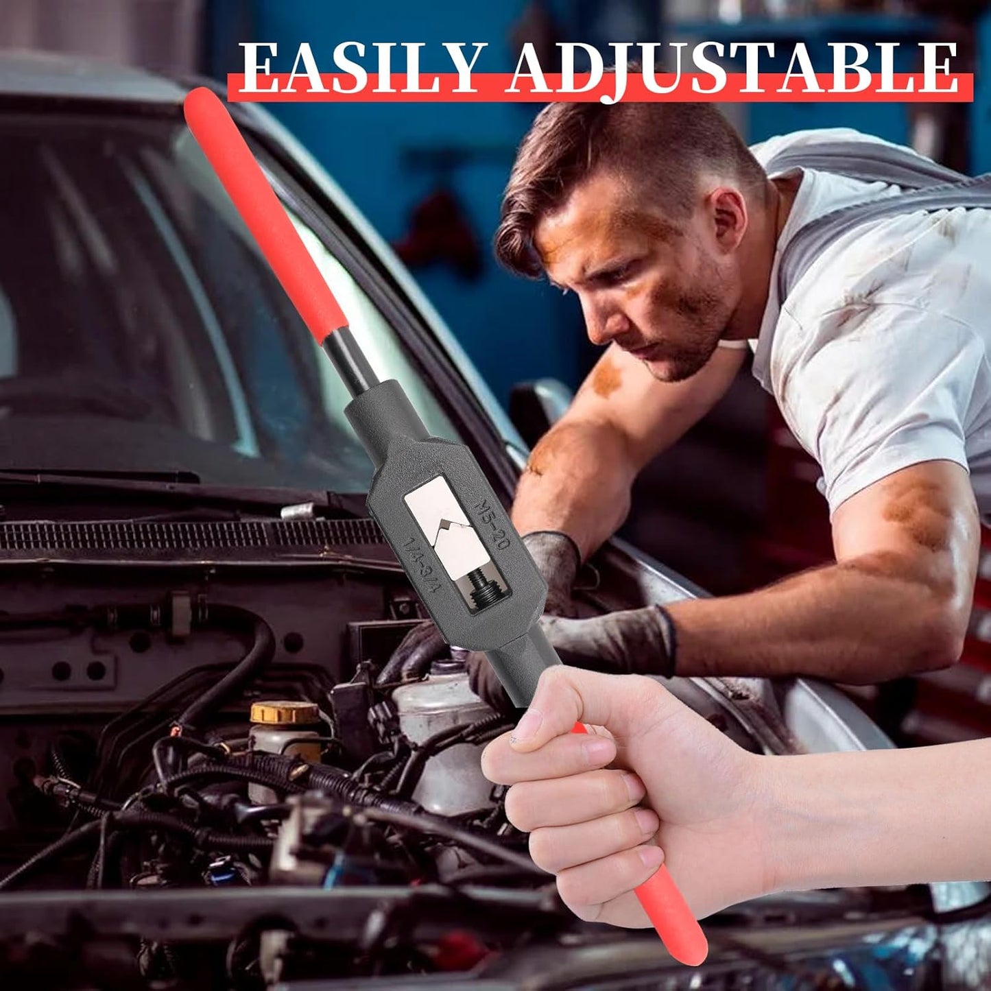 Adjustable Tap Wrench Set - 4 Pcs Hand Tap Tool Kit with Non-Slip Handle for Reamer - Sizes 1/4"-3/4", 3/16''-1/2'', 1/16''-3/8'', 1/16"-1/4