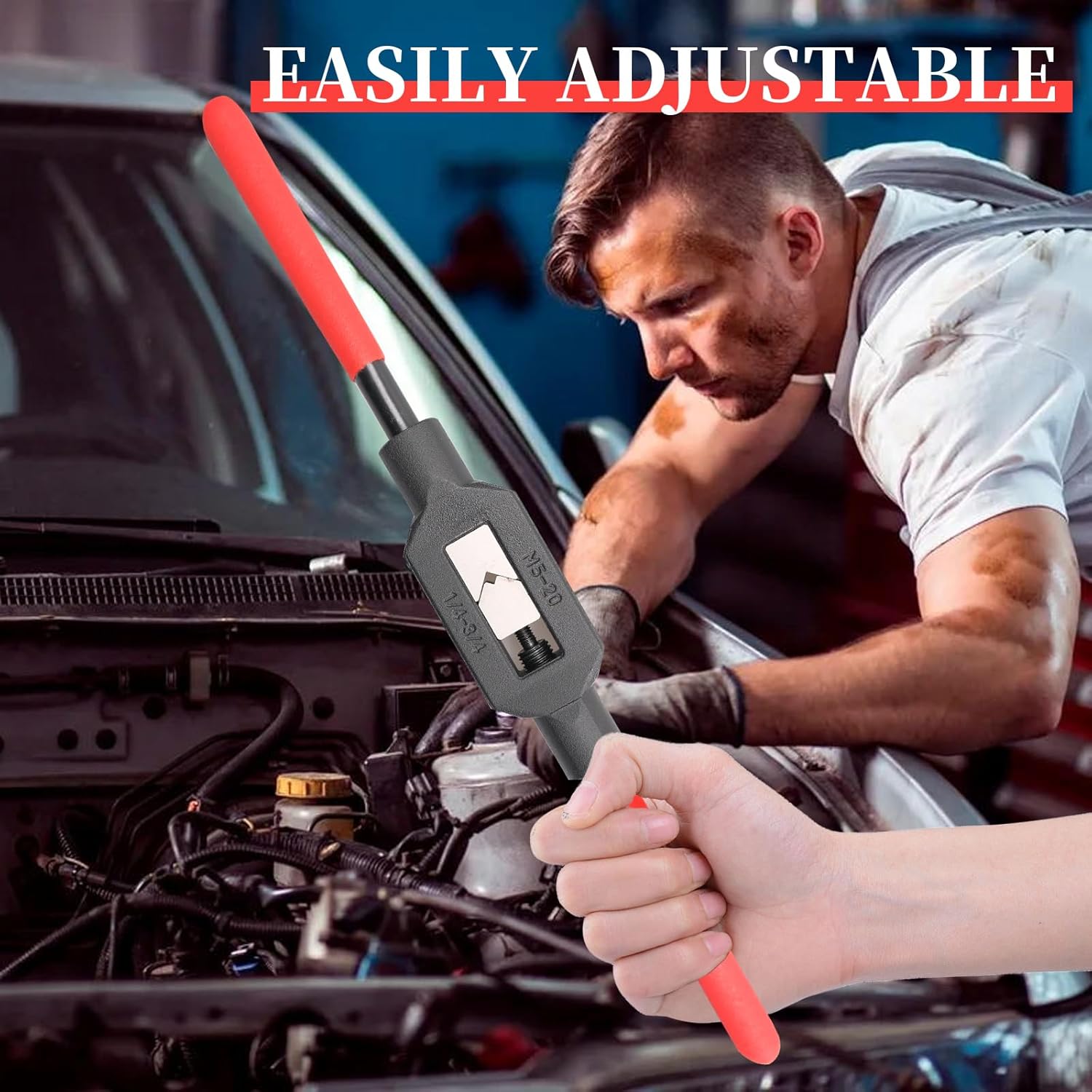 Adjustable Tap Wrench Set - 4 Pcs Hand Tap Tool Kit with Non-Slip Handle for Reamer - Sizes 1/4"-3/4", 3/16''-1/2'', 1/16''-3/8'', 1/16"-1/4