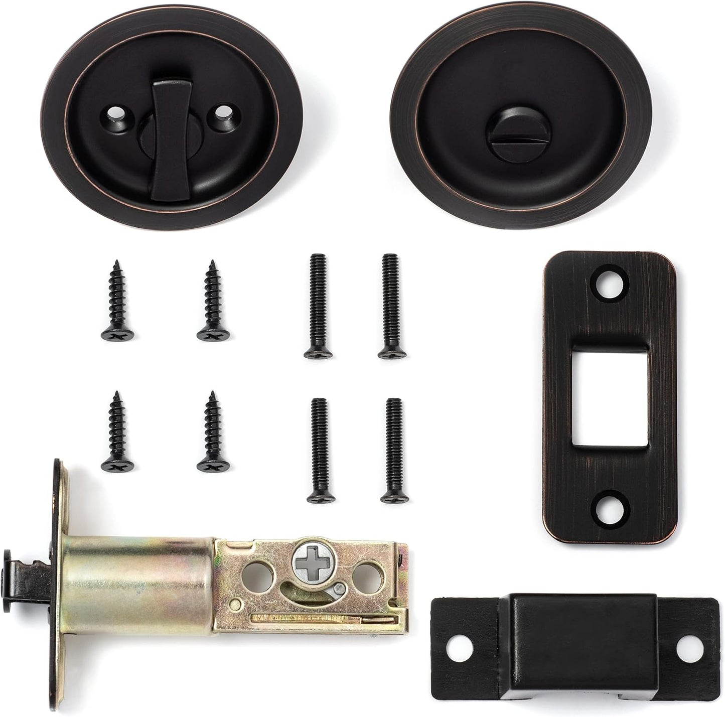 Aged Oil Rubbed Bronze Round Bed/Bath Privacy Pocket Door Latch by Dynasty Hardware - WildKart