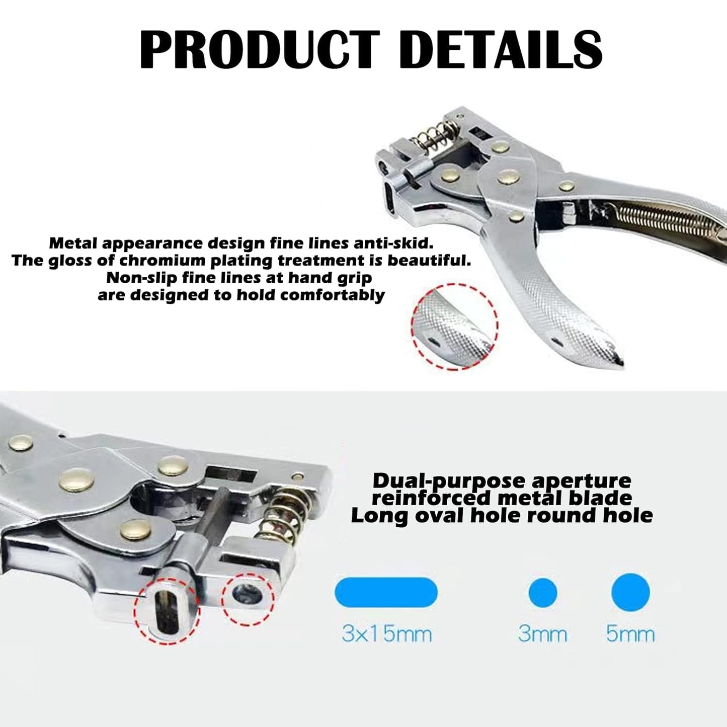AGUZXTM Hand Held Slot and Round Hole Punch for ID Cards - 2-in-1 Badge Hole Puncher with No Burrs - 13MM x 3MM Slot, 5MM Round