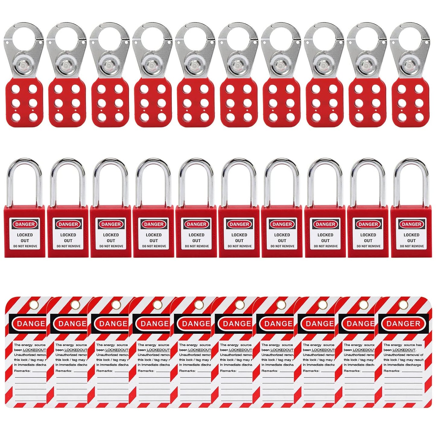 Alamanda Lockout Tagout Kit - 10 Loto Locks, Tags, Hasps - OSHA Compliant Safety Padlocks - Electrical Lock Out Station