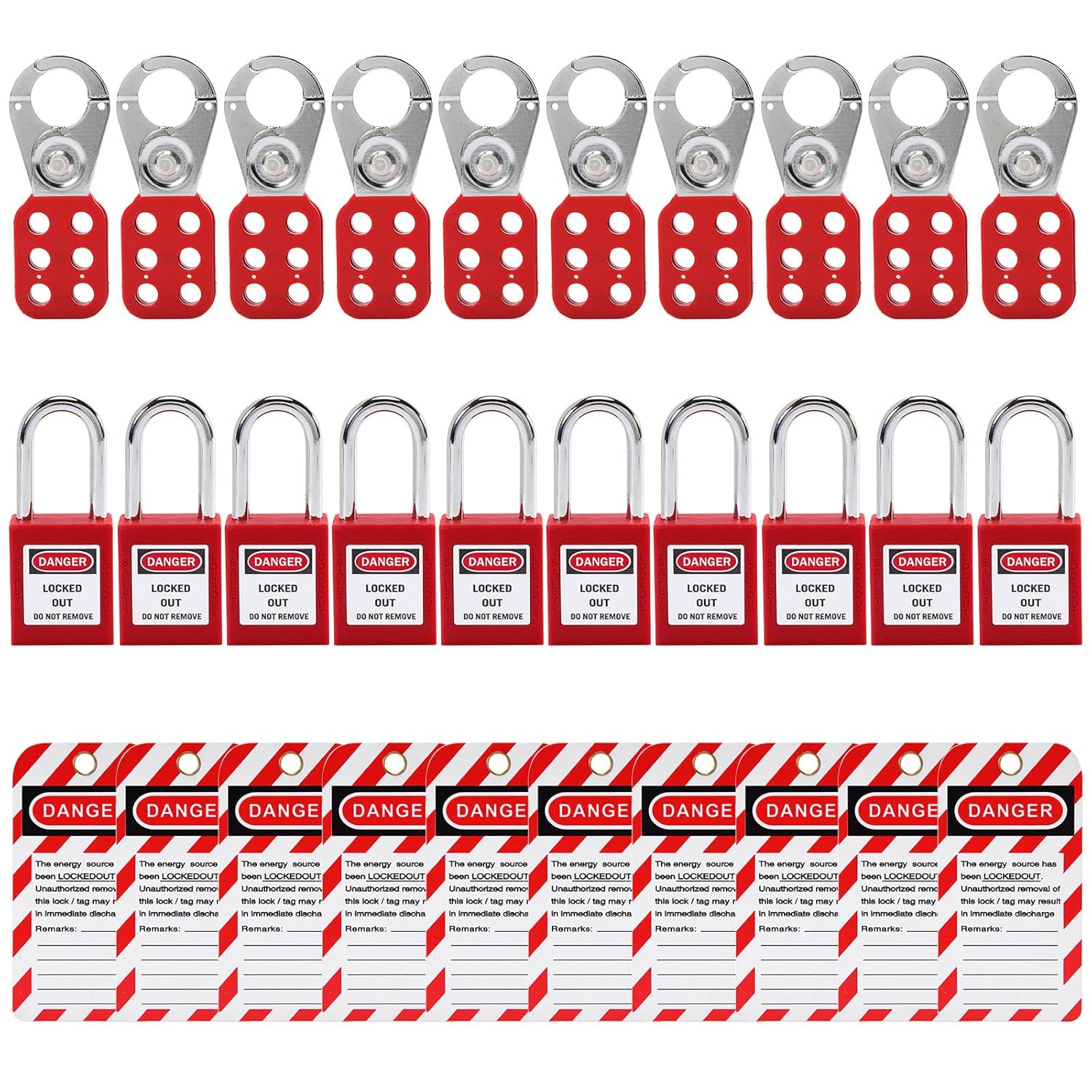 Alamanda Lockout Tagout Kit - 10 Loto Locks, Tags, Hasps - OSHA Compliant Safety Padlocks - Electrical Lock Out Station