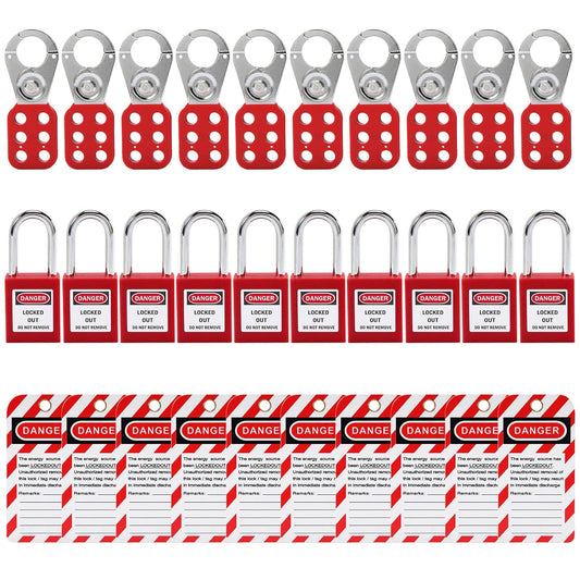 Alamanda Lockout Tagout Kit - 10 Loto Locks, Tags, Hasps - OSHA Compliant Safety Padlocks - Electrical Lock Out Station