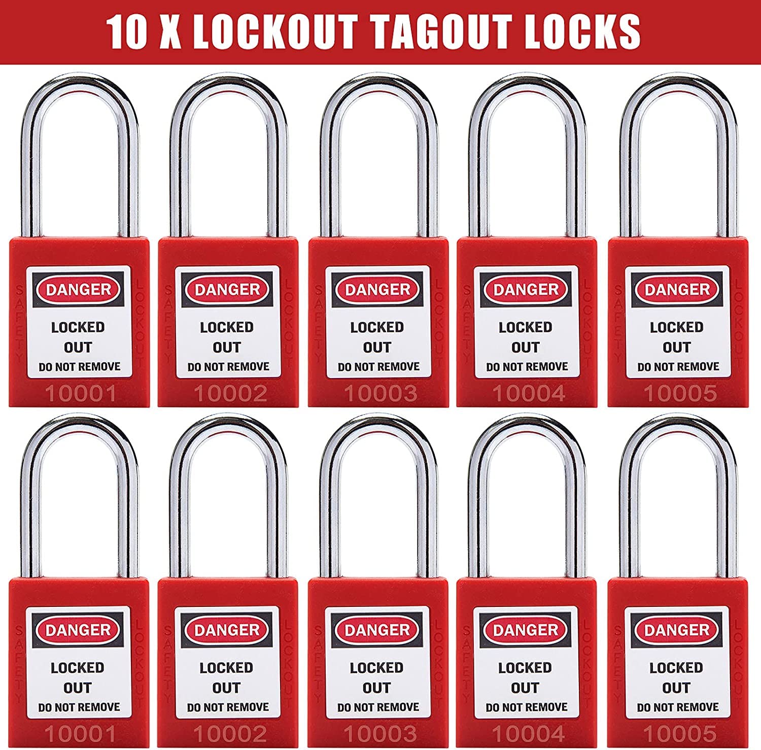 Alamanda Lockout Tagout Kit - 10 Loto Locks, Tags, Hasps - OSHA Compliant Safety Padlocks - Electrical Lock Out Station