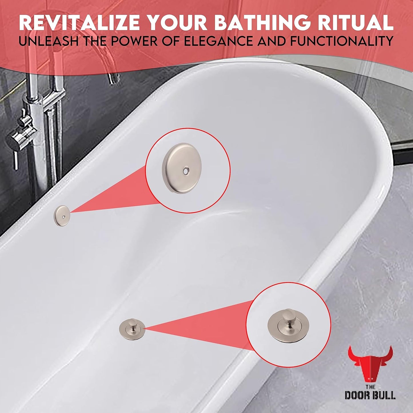 All-Brass Lift and Turn Tub Drain Assembly Kit with Removal Tool - Brushed Nickel