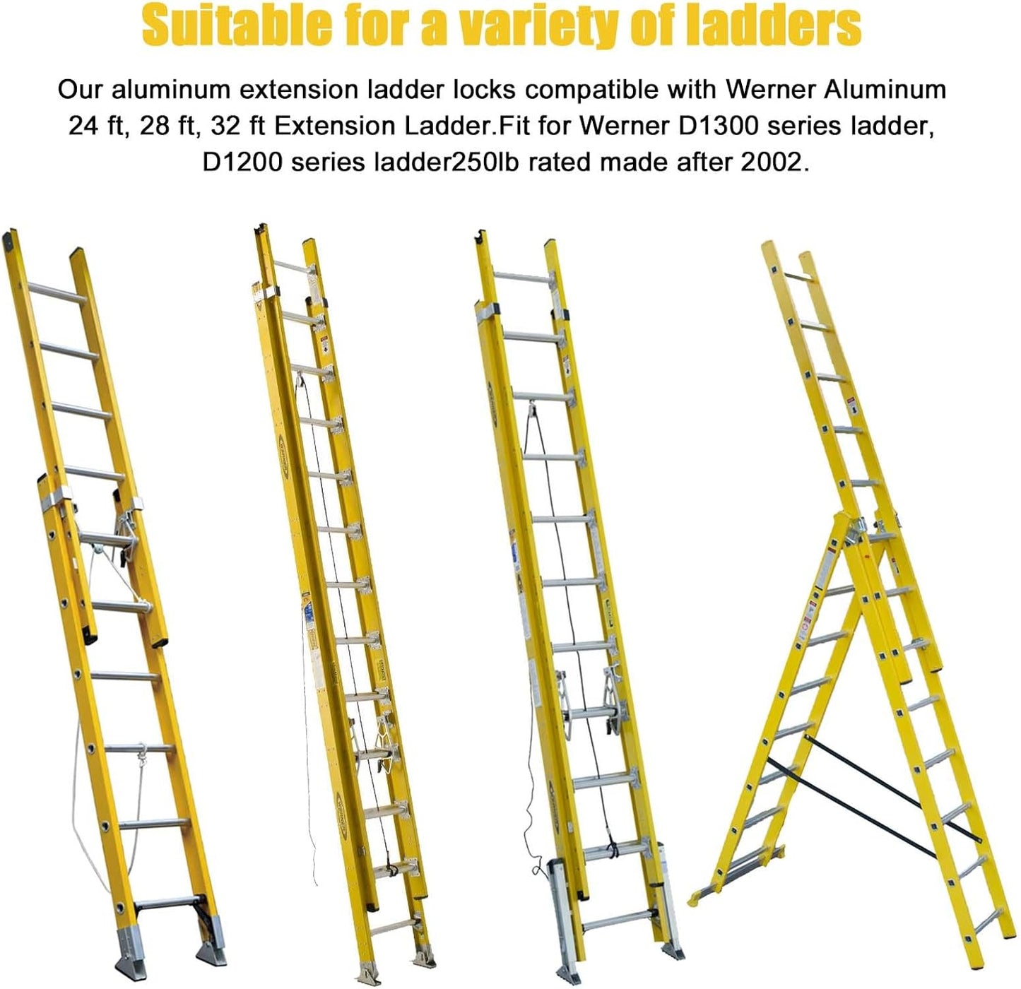 Aluminum Extension Ladder Rung Lock Kit for Werner Models 24ft, 28ft, 32ft - SZHY-LINK Extension Ladder Locks Model 28-11