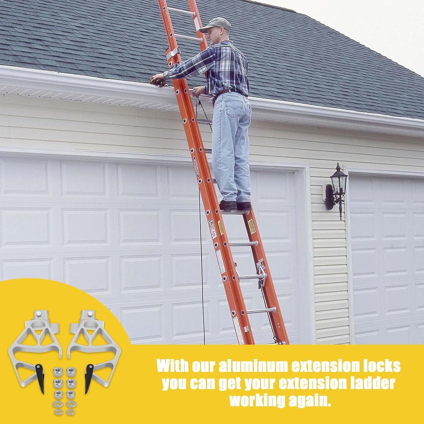 Aluminum Extension Ladder Rung Lock Kit for Werner Models 24ft, 28ft, 32ft - SZHY-LINK Extension Ladder Locks Model 28-11