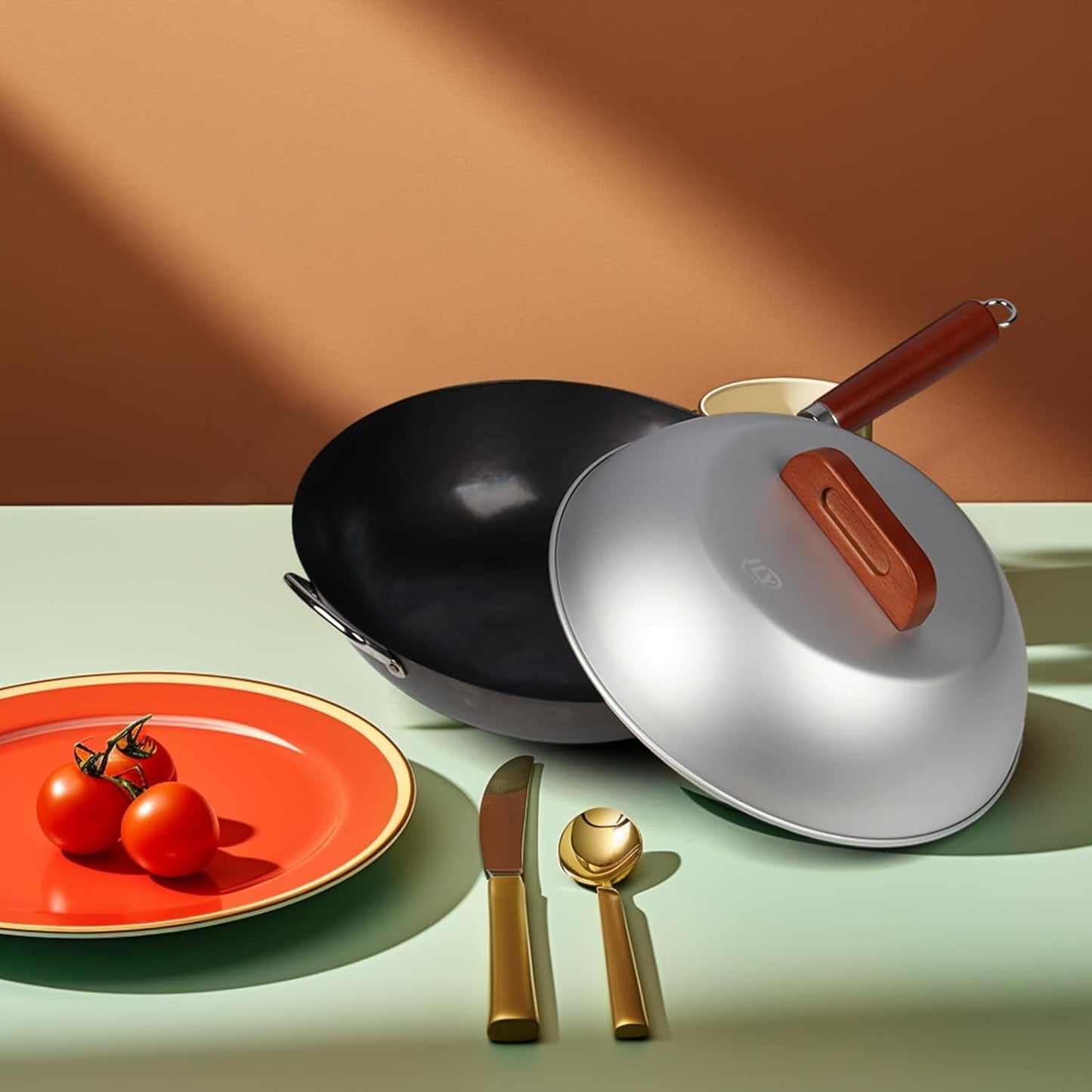 Aluminum Wok Cover for 13"-14" Hand Hammered Wok - 12.5 inch Flat Lid